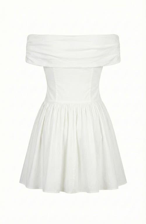 Modenaire Off-Shoulder Ruched Bodice Mini Dress With Flowy Skirt in White |  Lyst