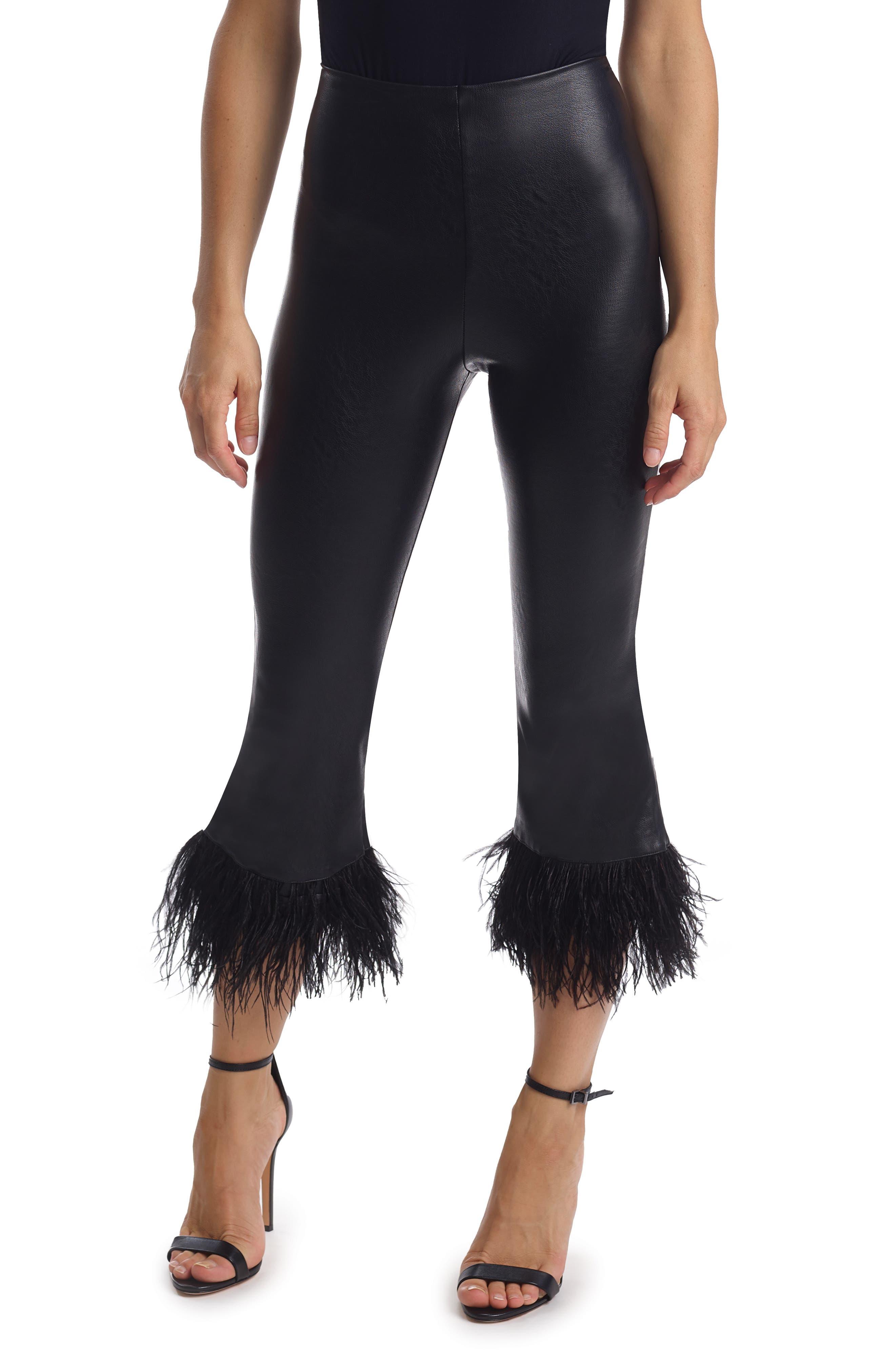 Commando Crop High Waist Feather Trim Faux Leather leggings in Blue Lyst