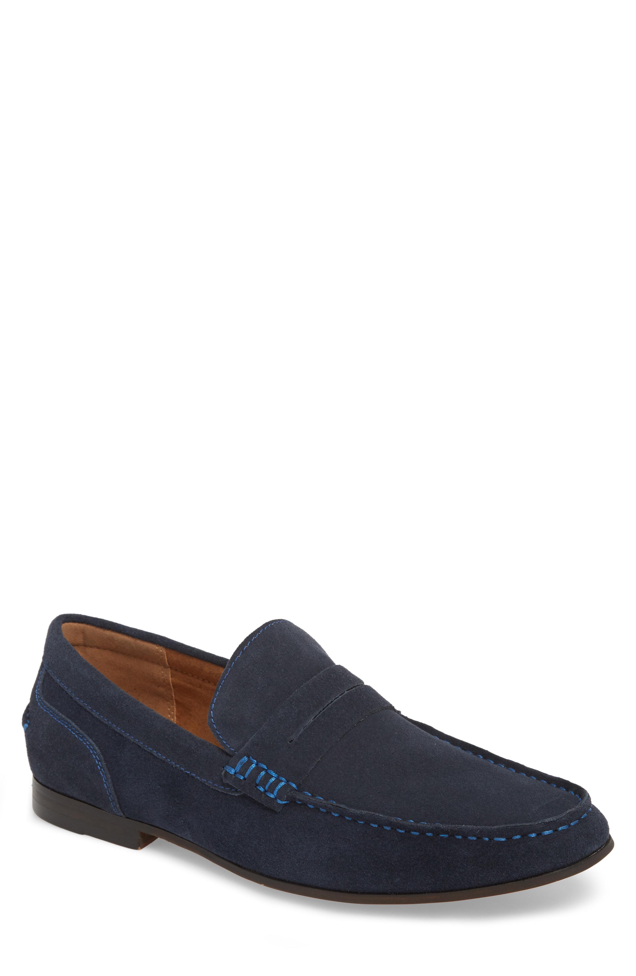 Kenneth Cole Reaction Suede Crespo Penny Loafer in Navy (Blue) for Men ...
