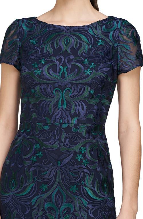 JS Collections Embroidered Column Cocktail Dress in Blue Lyst