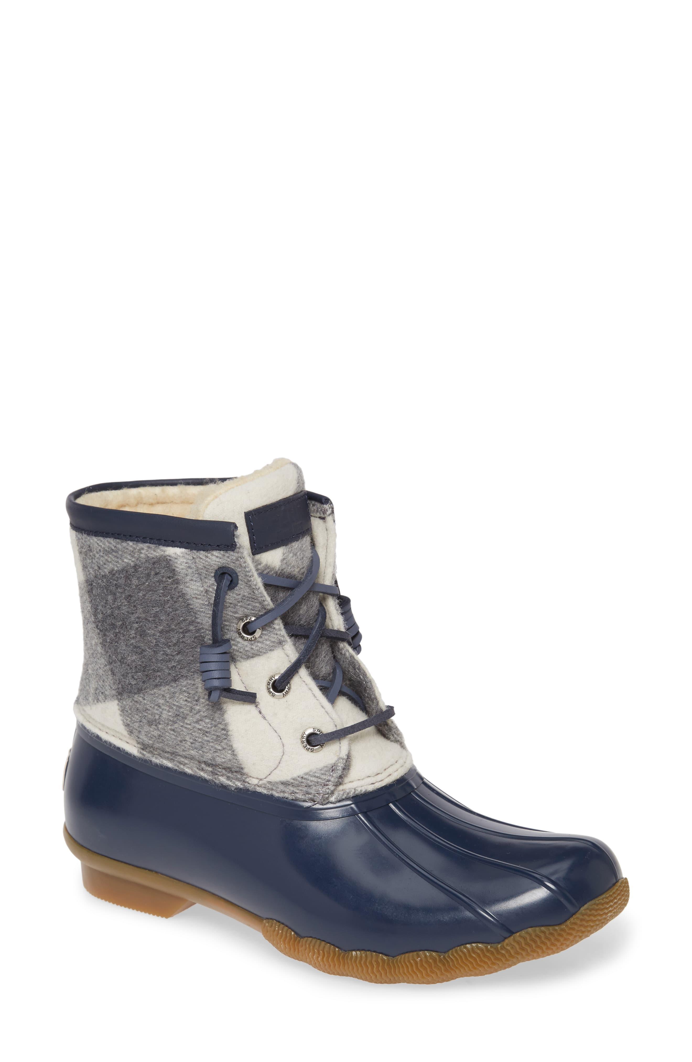 gray sperry rain boots