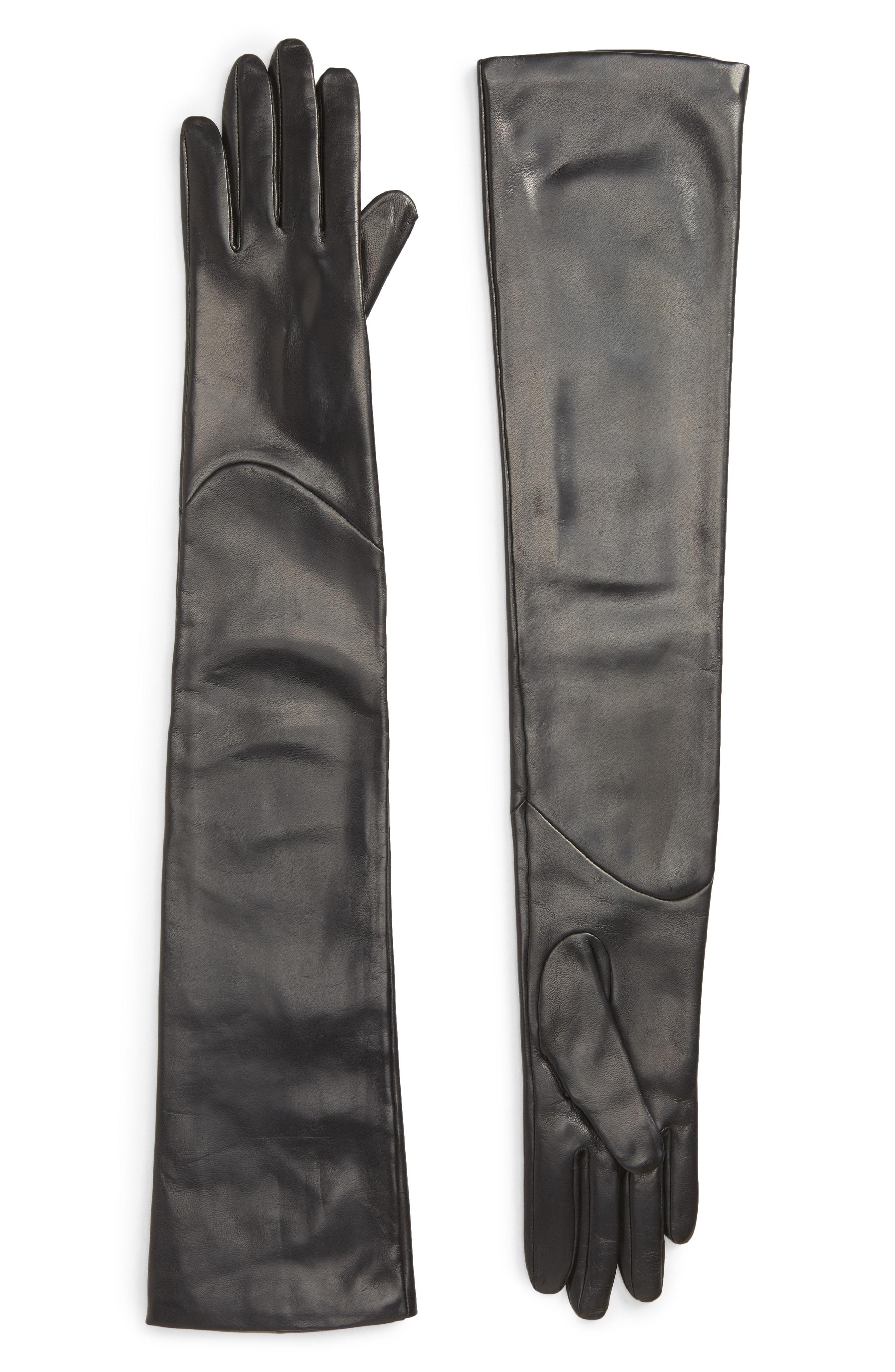 Lyst Nordstrom Extra Long Leather Opera Gloves in Black