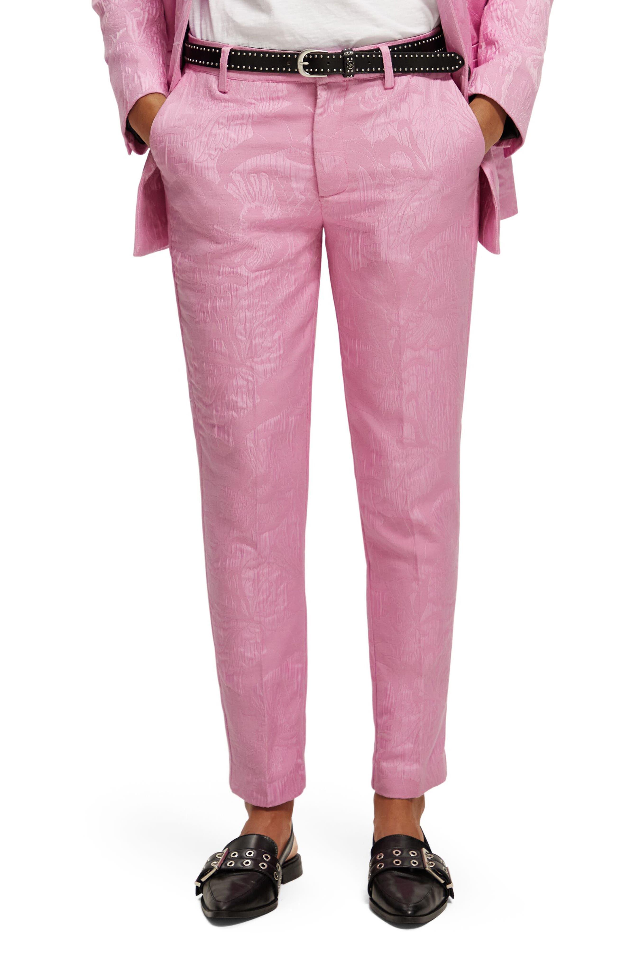 Scotch & Soda Lowry Floral Jacquard Trousers in Pink Lyst
