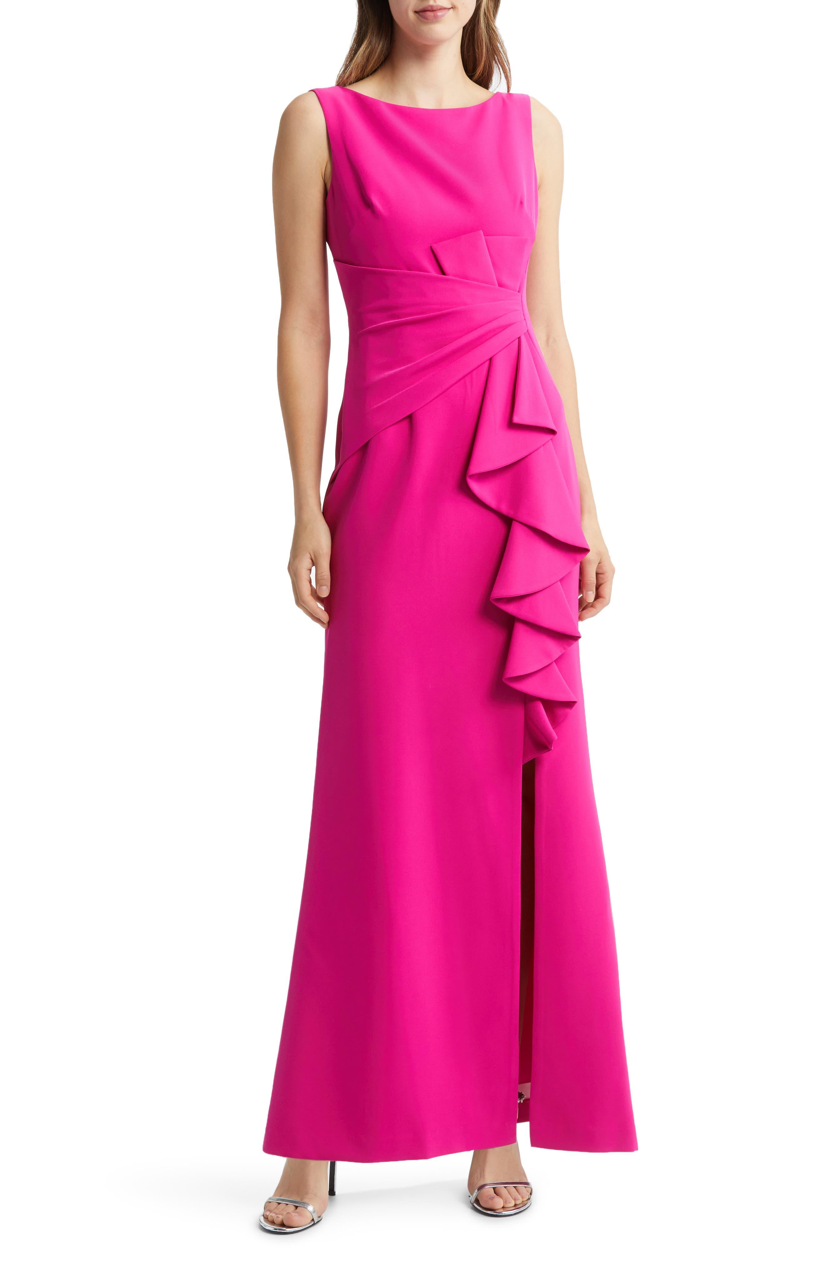 Eliza J Ruffle Front Gown in Pink | Lyst
