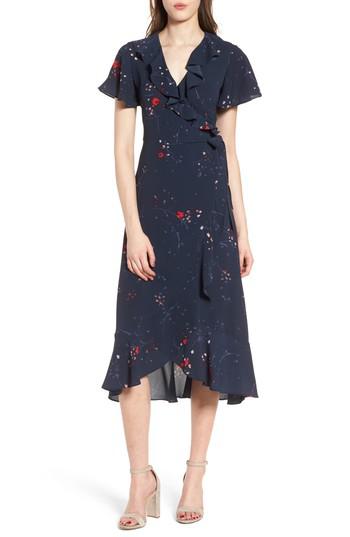 chelsea28 midi ruffle wrap dress