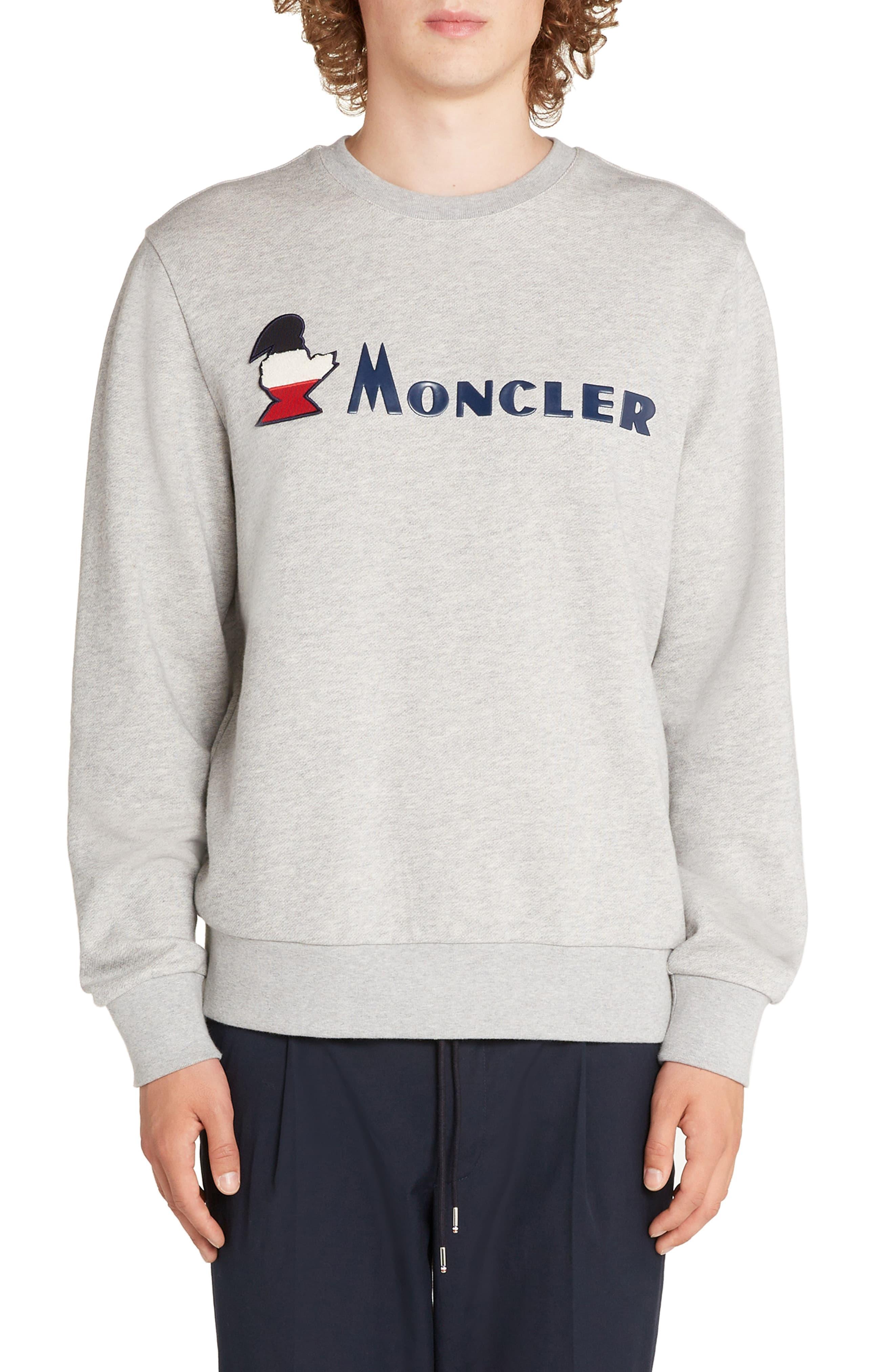 Moncler Logo Crewneck Sweatshirt in Dark Grey (Gray) for Men - Lyst