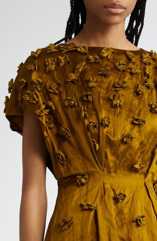 Michael Kors Floral Pleated Satin Dress in Yellow | Lyst