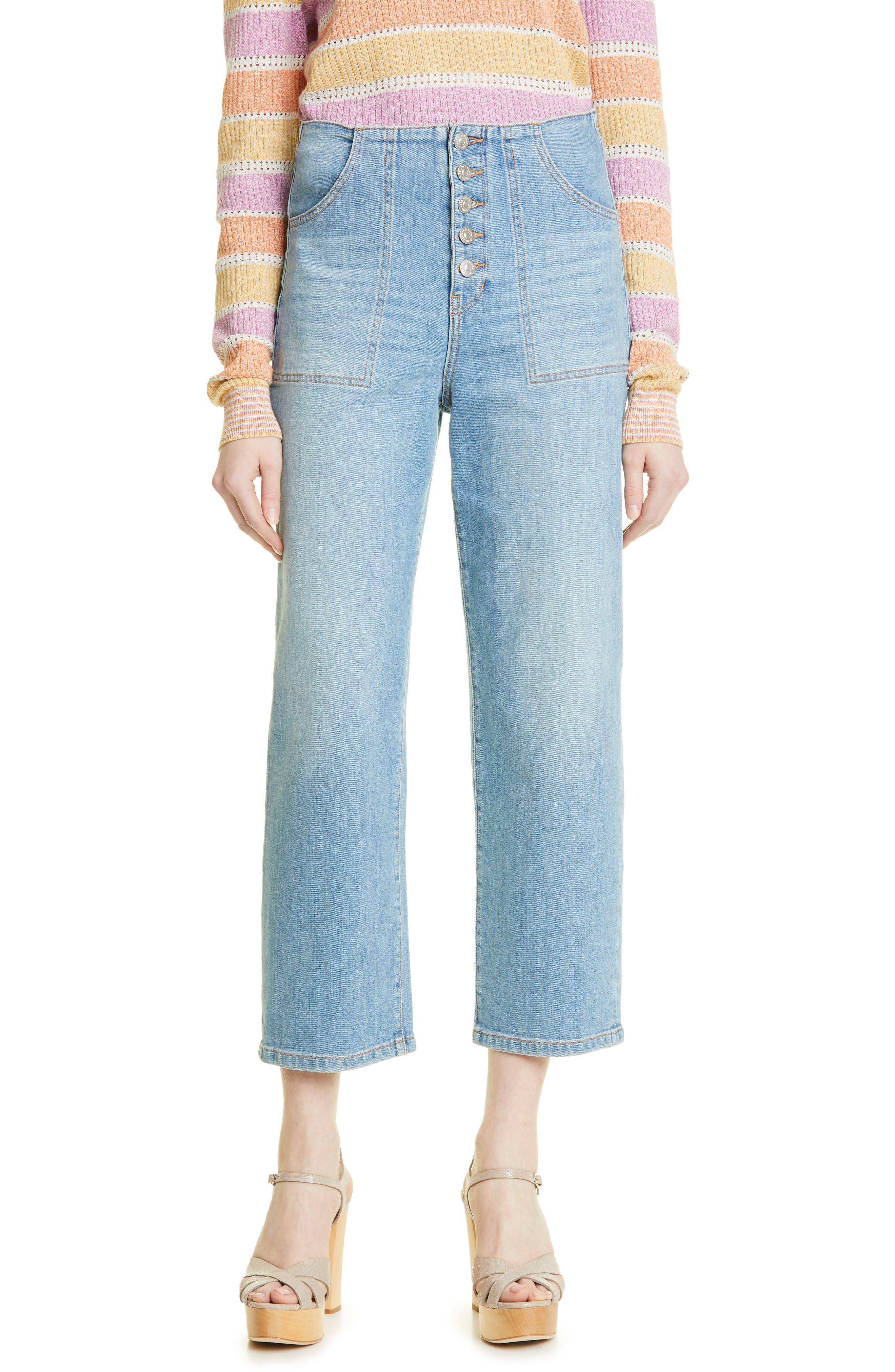 Veronica Beard Crosbie High Waist Crop Wide Leg Jeans in Blue | Lyst