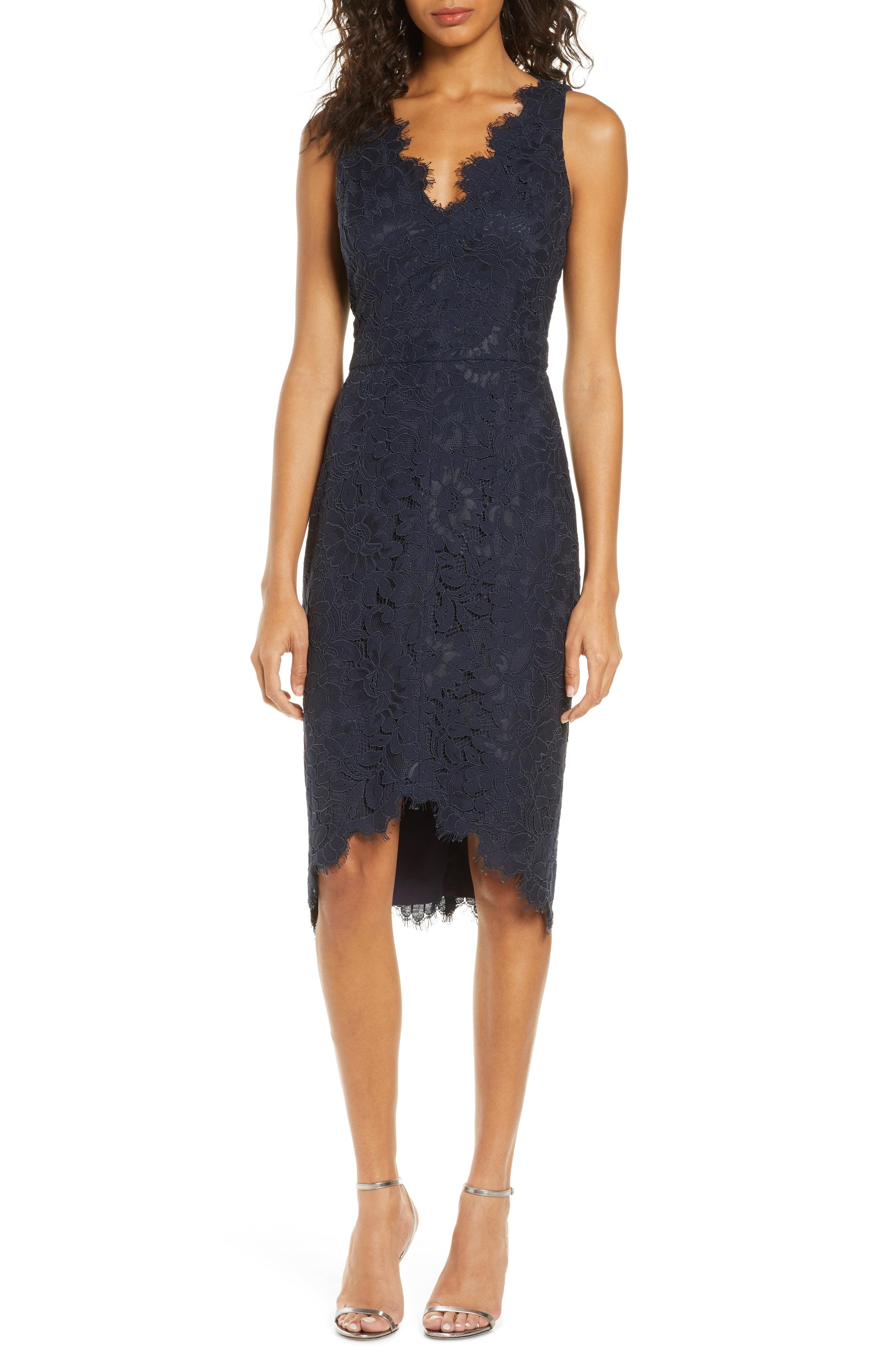 Eliza J Tulip Hem Lace Cocktail Dress in Navy (Blue) Save 50 Lyst