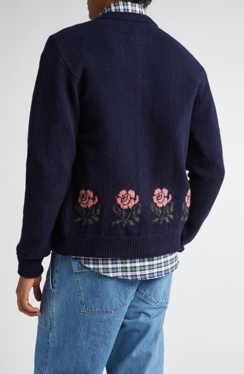 Noah Floral Shetland Wool Cardigan in Blue for Men | Lyst