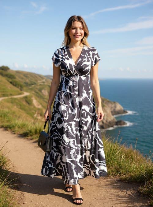 empire waist cap sleeve dress Black Cap Sleeve Empire Waist Dress main image 1