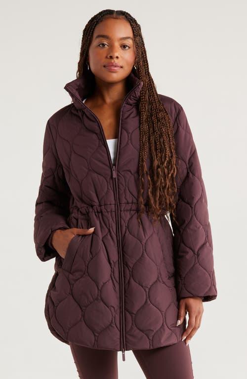 Zella Skyline Longline Quilted Jacket in Purple | Lyst