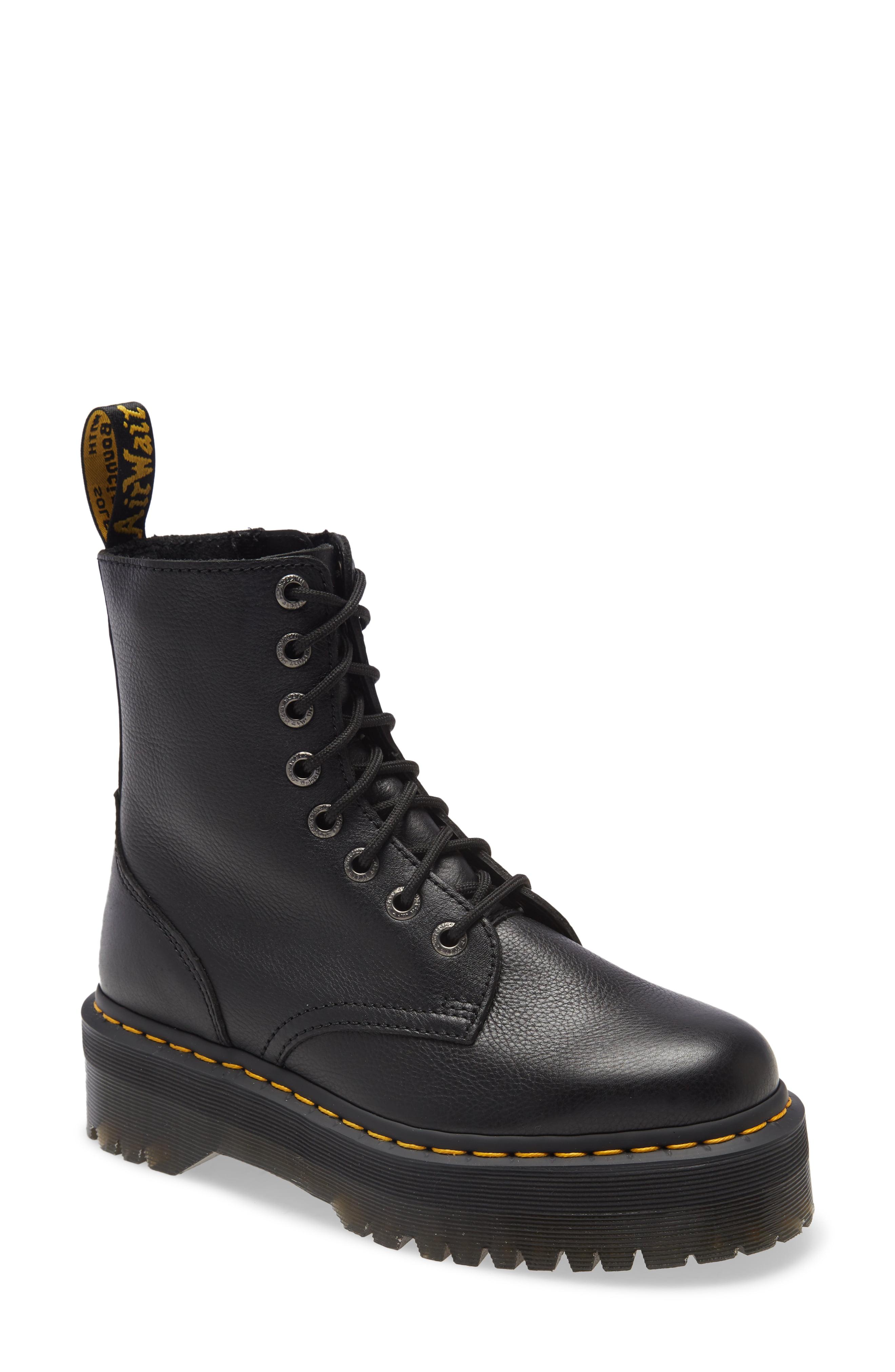 Dr. Martens Jadon Pisa Leather Platform Boots in Black - Lyst