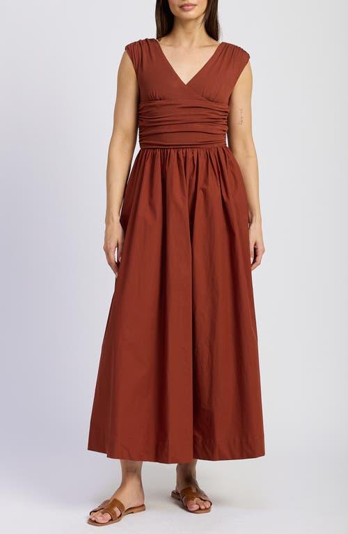 en saison combination ruched dress En Saison Emma Ruched Mixed Media Sundress in Red