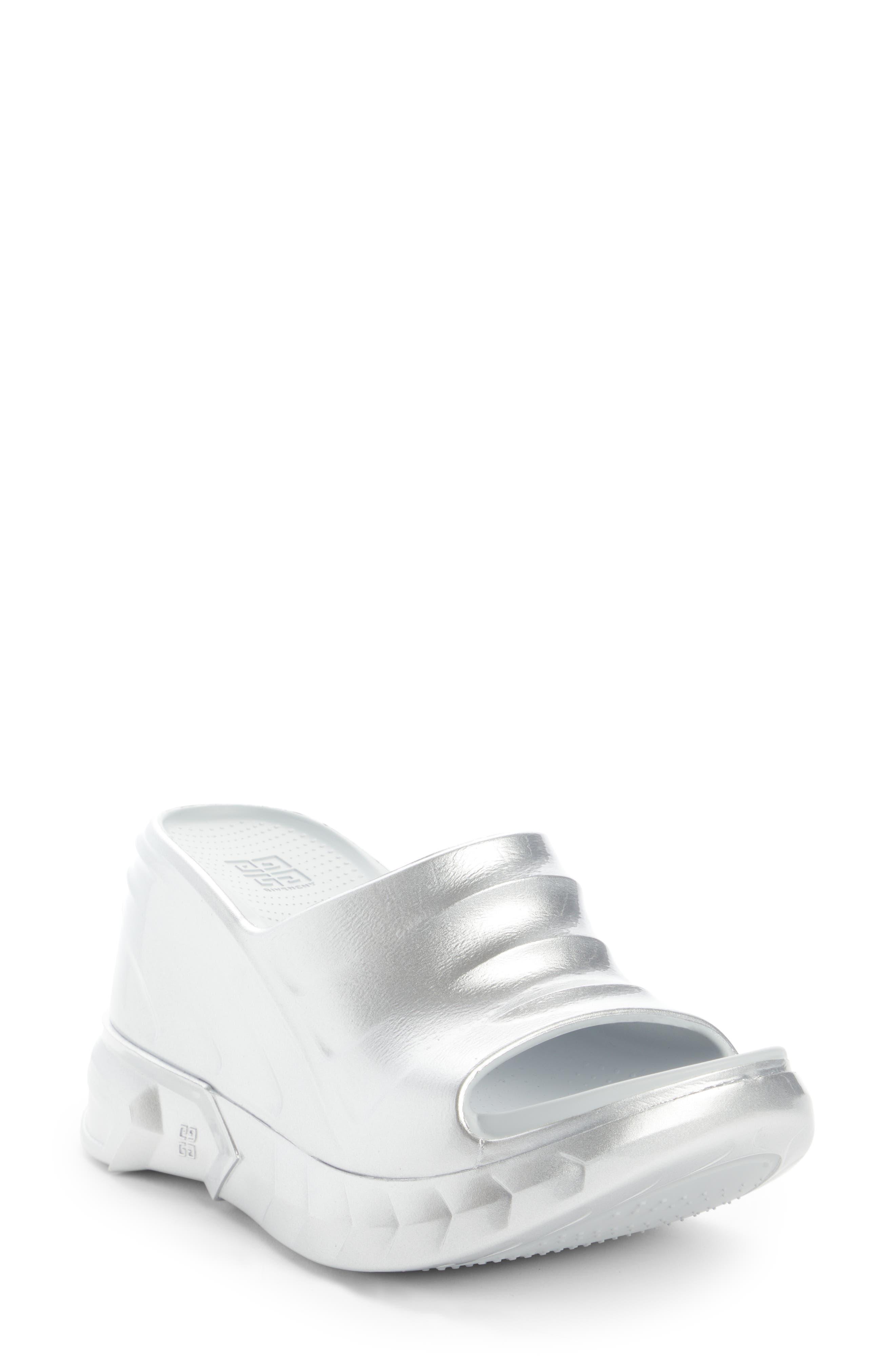 Givenchy Marshmallow Metallic Wedge Slide Sandal in White | Lyst