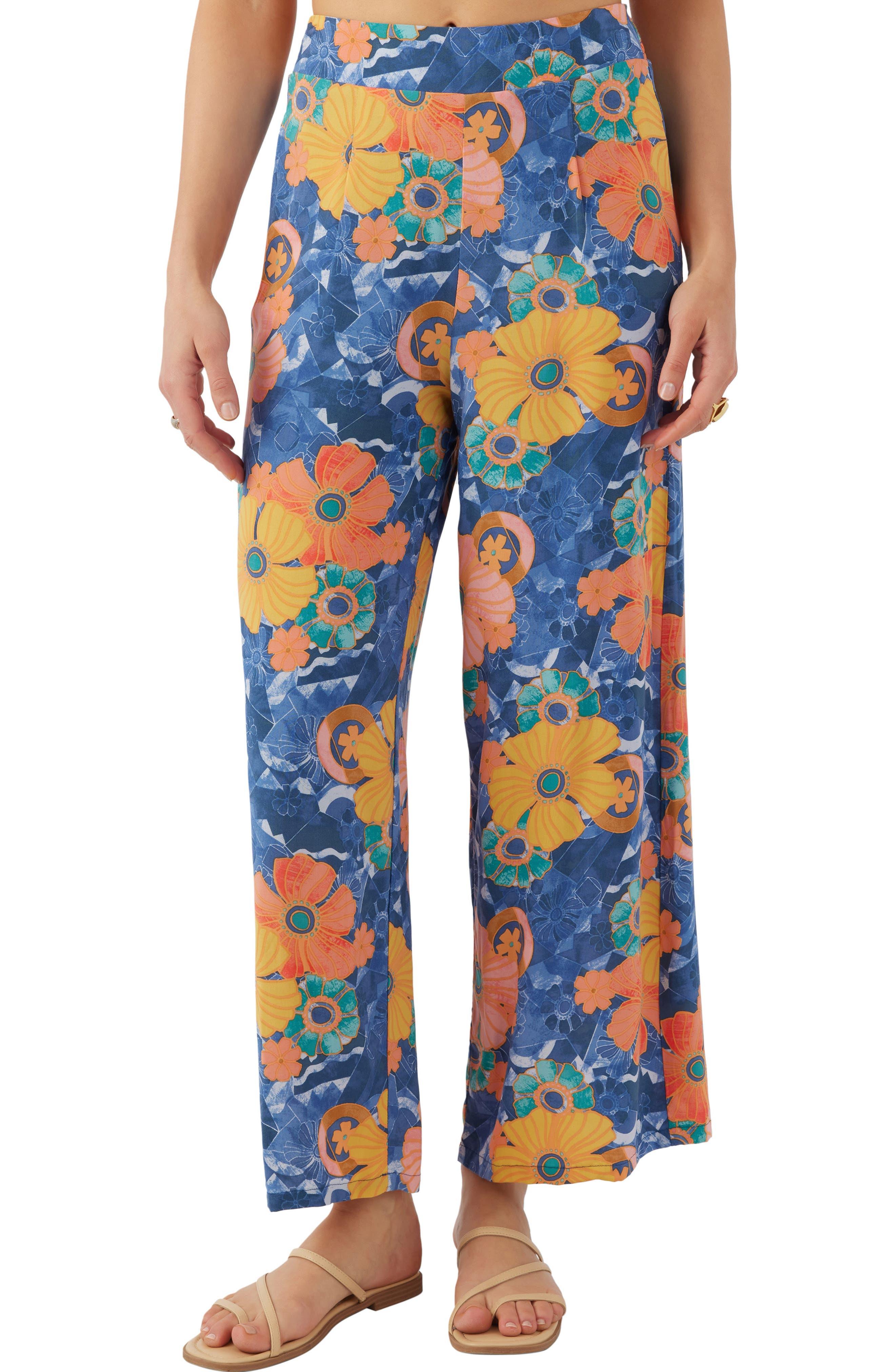 O'neill Sportswear Farrah Floral Wide Leg Pants in Blue