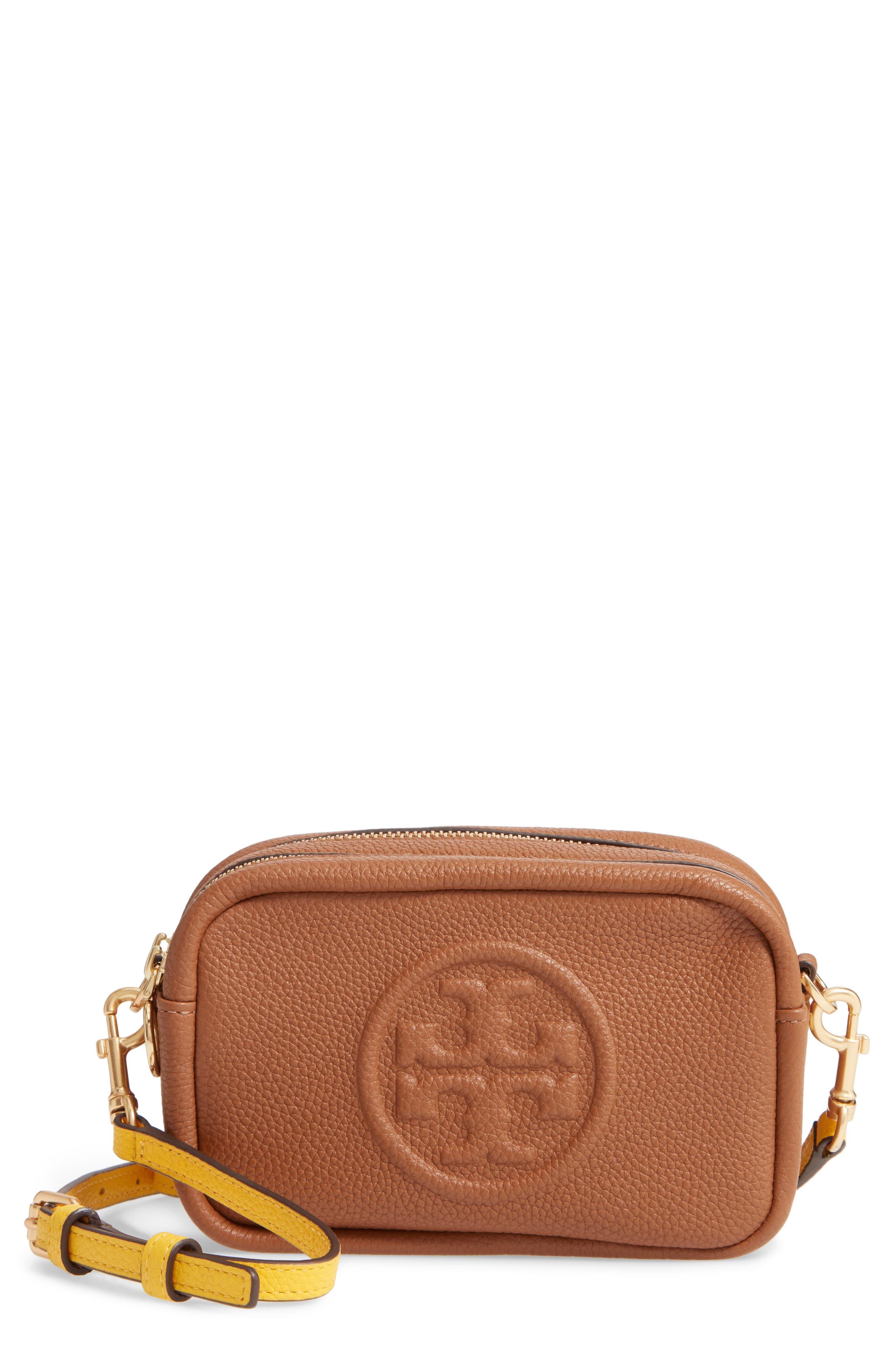 Tory Burch Perry Bombe Leather Crossbody Bag in Gray (Black) Save 24