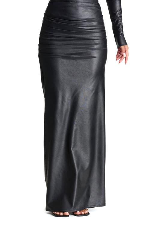Women’s Faux Leather Maxi Skirt – Long A‑Line Elastic Waist Skirt, Plus Size Available, Polyester Spandex Blend - View #12