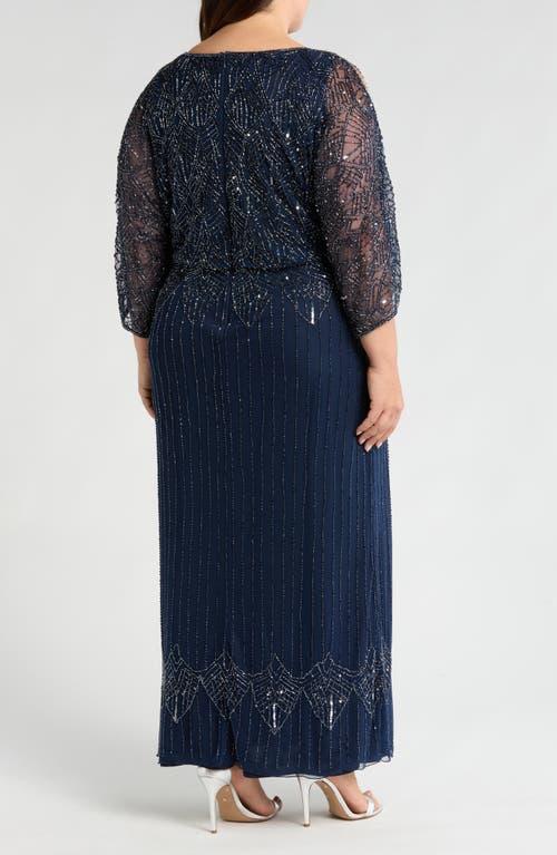 Pisarro Nights Beaded Cold Shoulder Blouson Gown in Blue Lyst