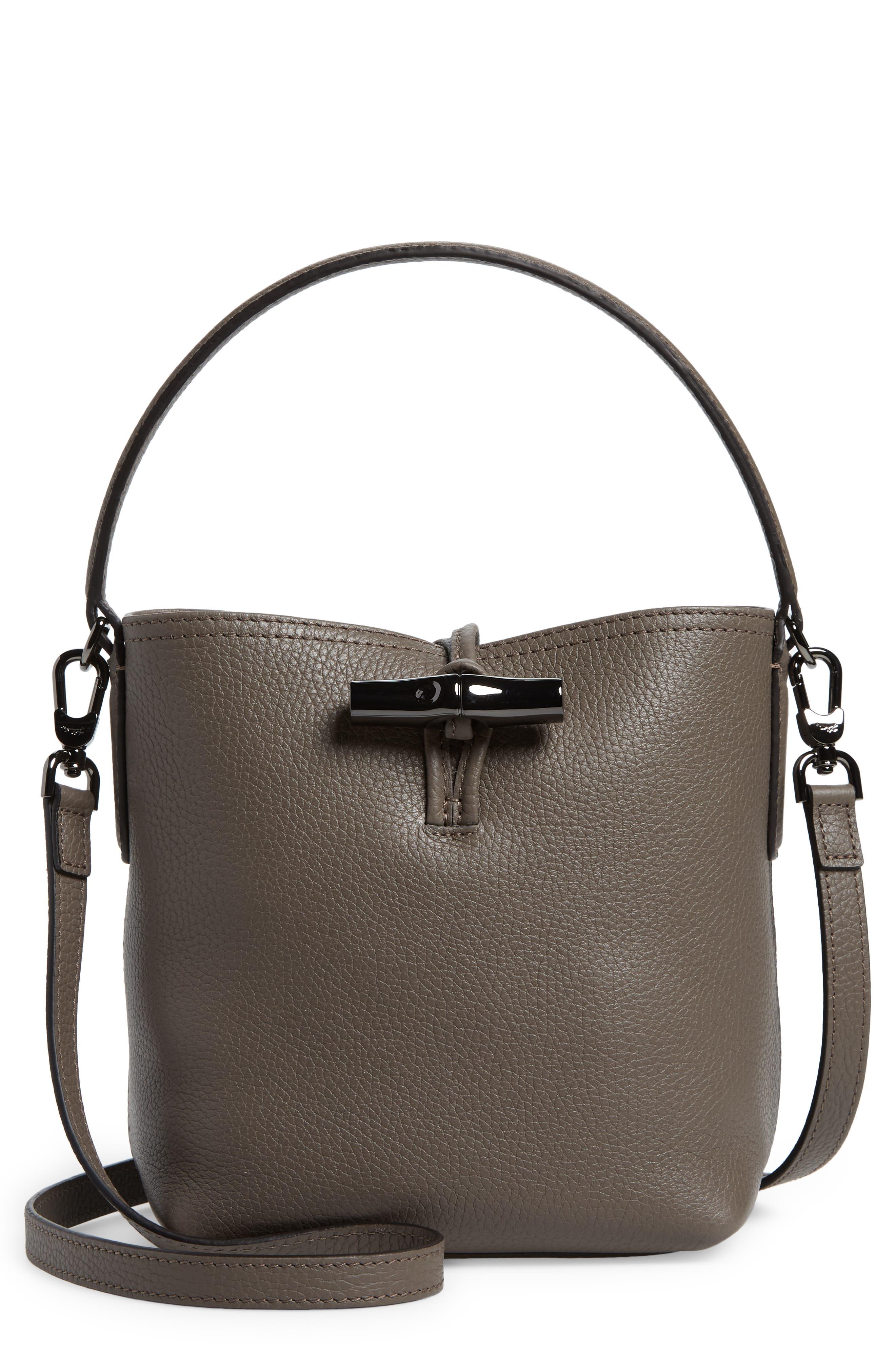 Longchamp Roseau Essential Leather Bucket Bag in Black | Lyst
