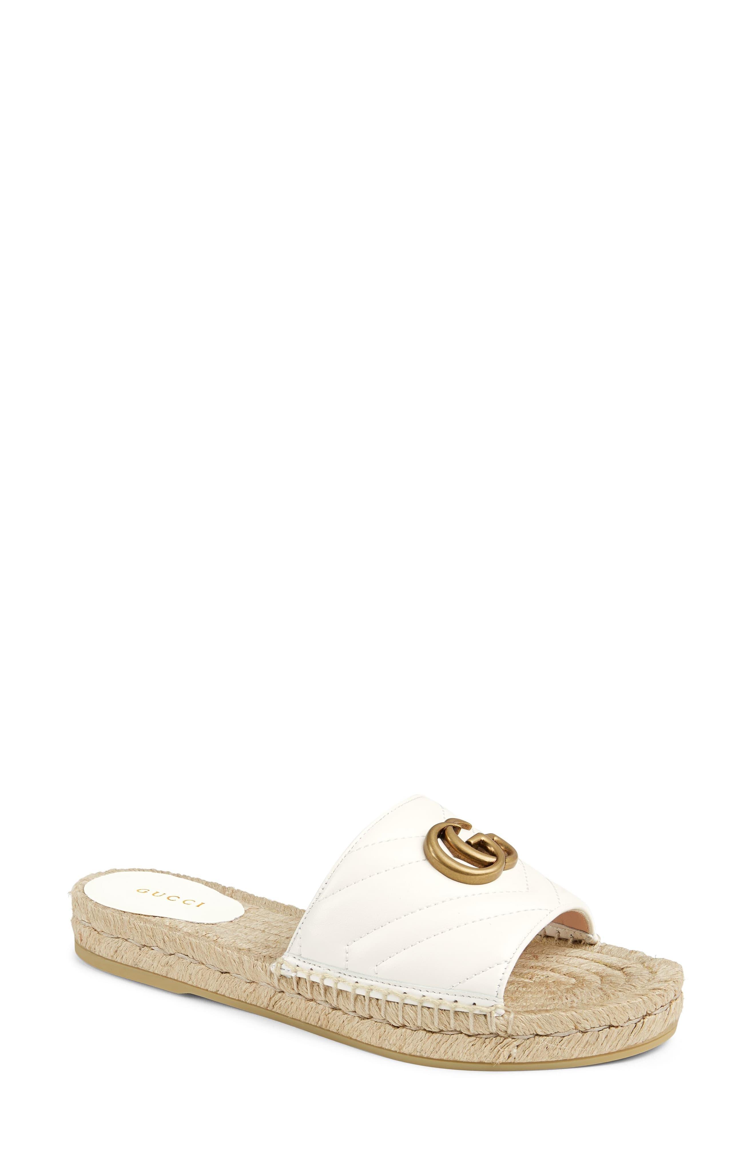 Gucci Pilar Flatform Leather Sandals in White - Save 32% - Lyst