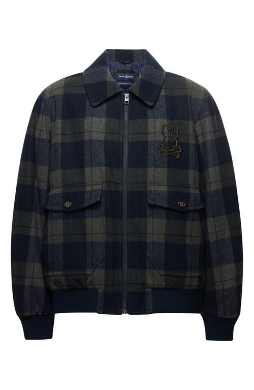 Psycho Bunny Gavin Plaid Wool Blend Bomber Jacket in Black for Men
