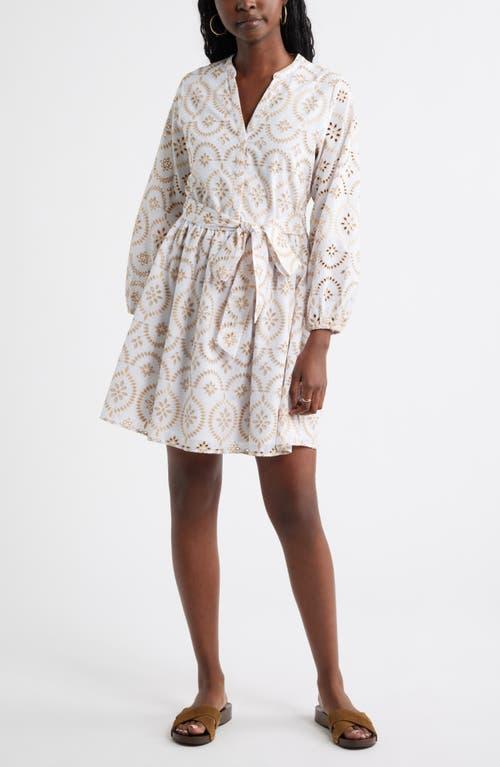 caslon embroidered dress Caslon Eyelet Embroidery Cotton Shirtdress In White