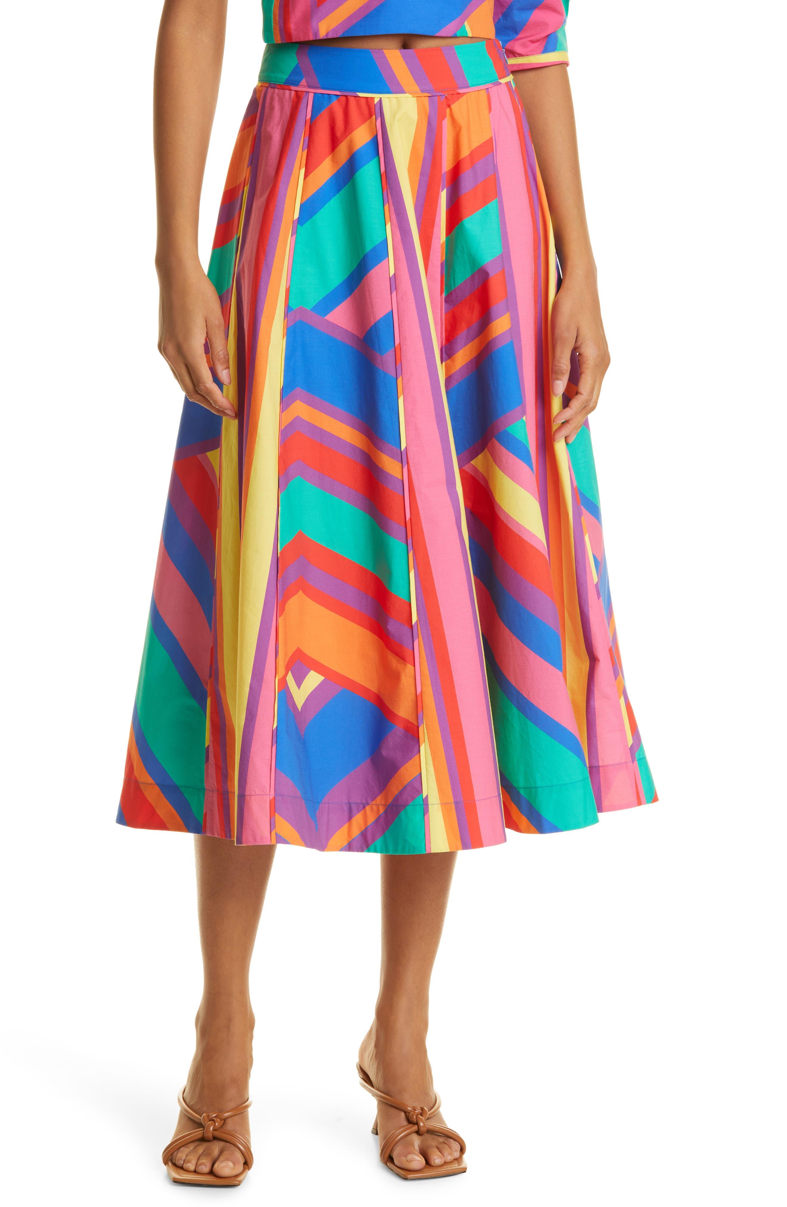 FARM Rio Brunas Stripe Midi Skirt | Lyst
