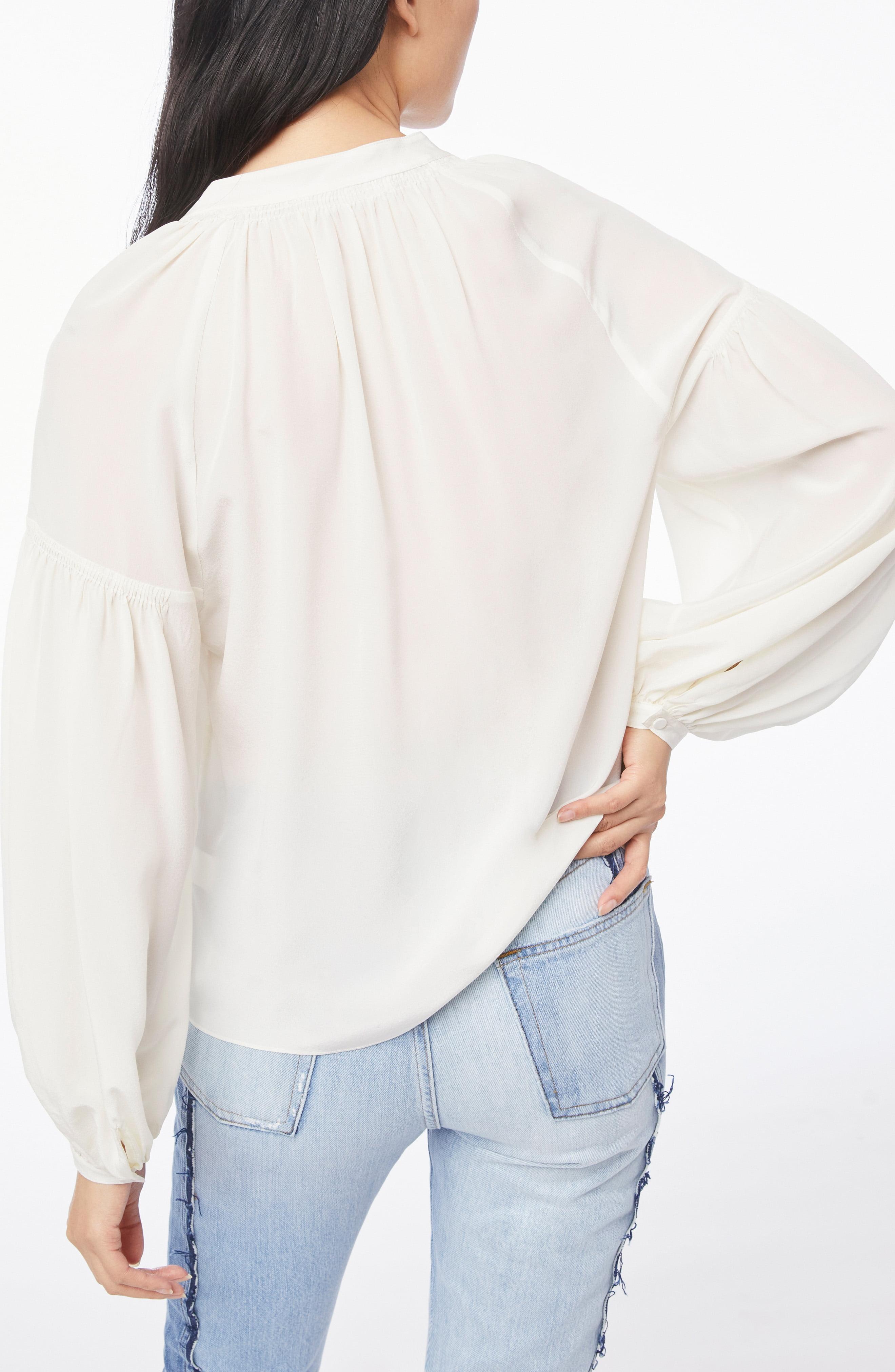 FRAME Billow Silk Blouse in White Lyst