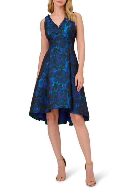 Adrianna Papell Floral Jacquard High-Low Dress in Blue | Lyst