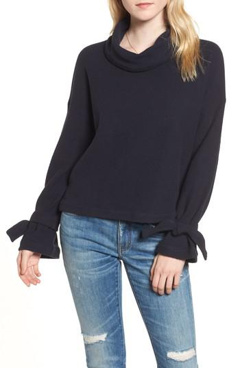Download Madewell Mock Neck Tie Cuff Top in Blue - Lyst