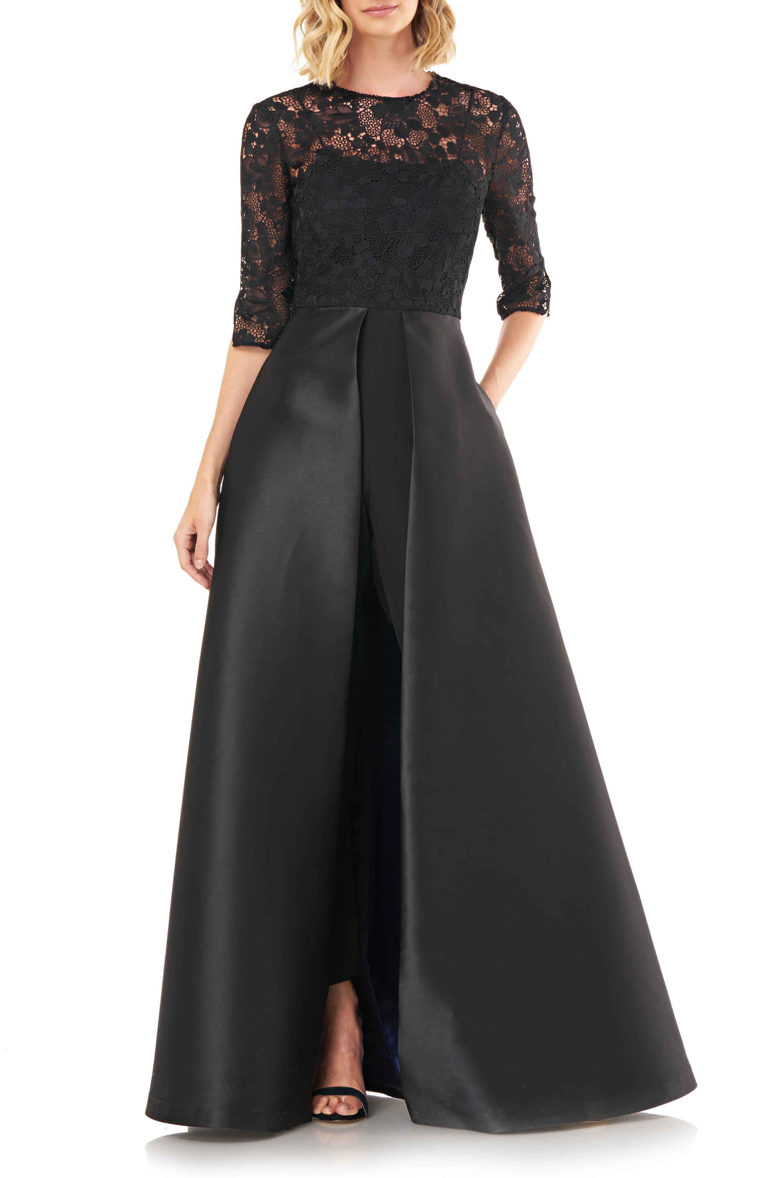 Kay Unger Porsha Lace Maxi Romper in Black - Lyst