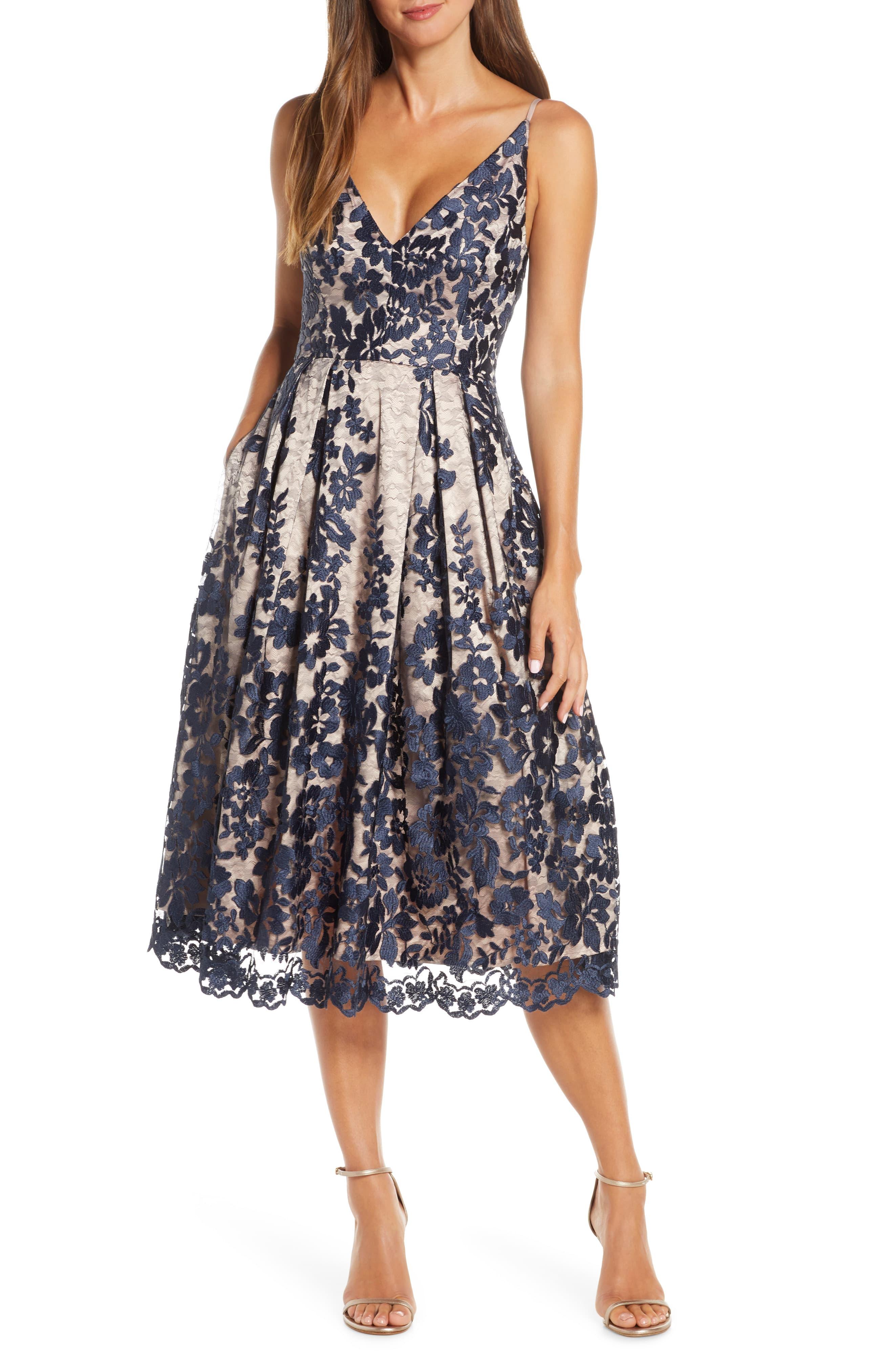 Eliza J Lace Pleat Cocktail Dress in Navy (Blue) - Save 89% - Lyst