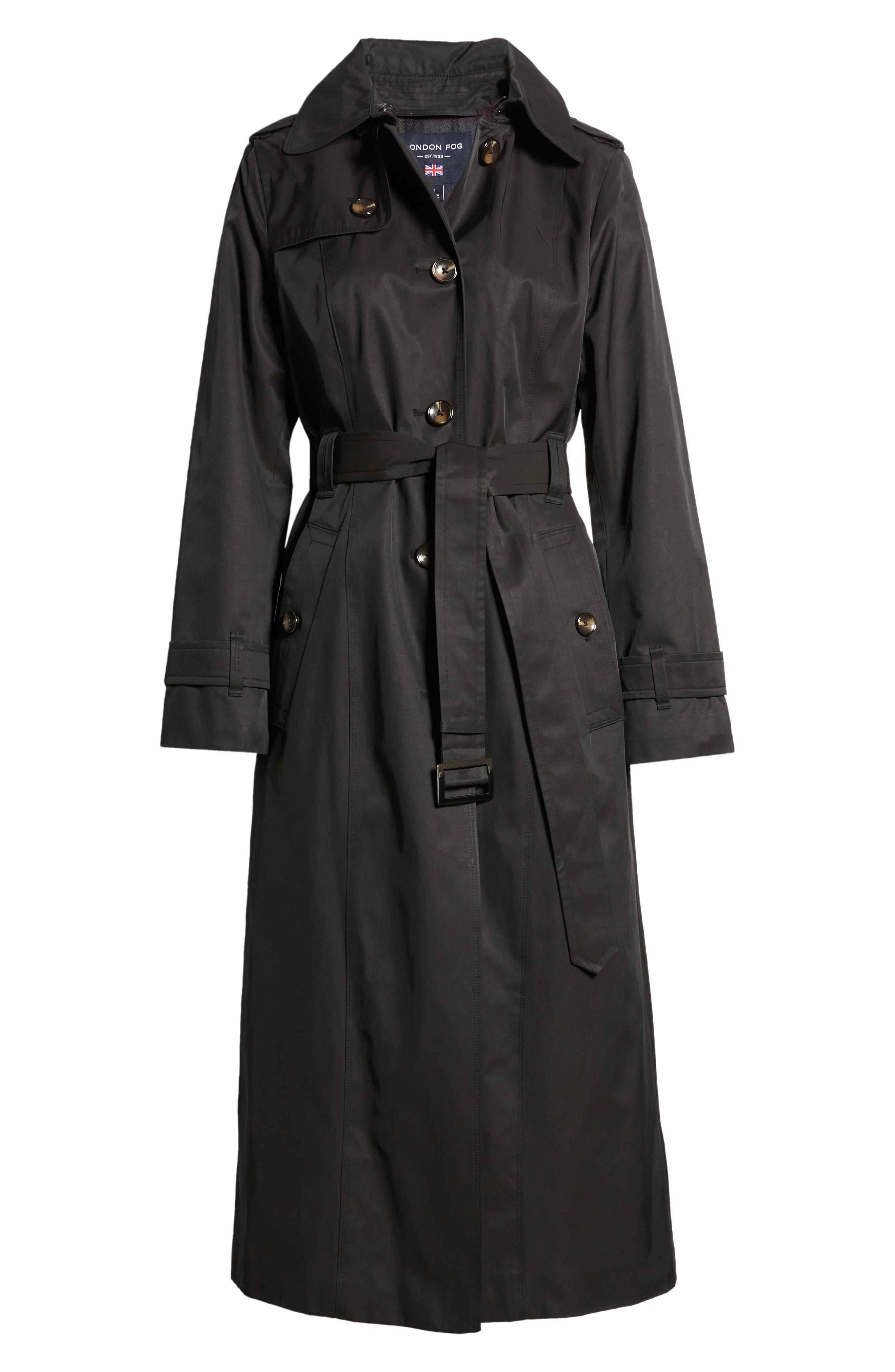 London Fog Missy Single Breasted Hooded Trench Coat in Black Lyst