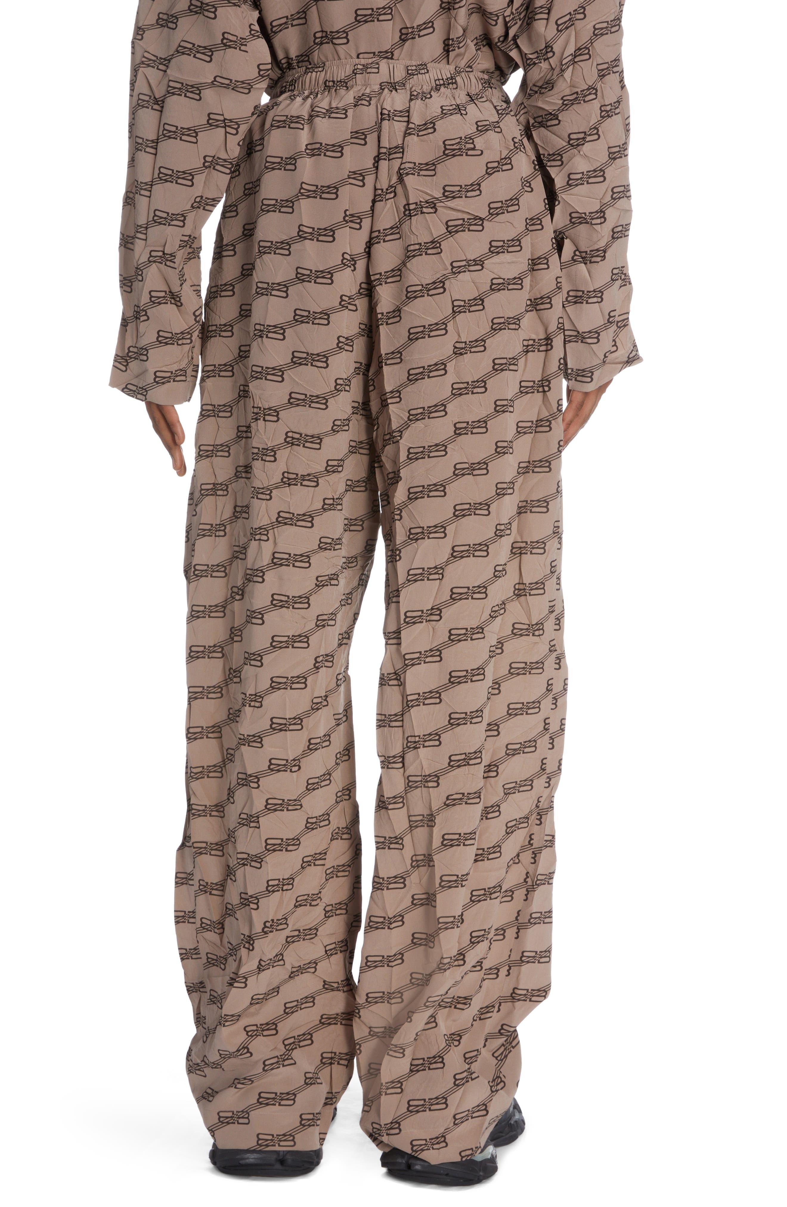 Balenciaga Monogram Pajama Pants 'Beige/Brown' - 704720TML369378