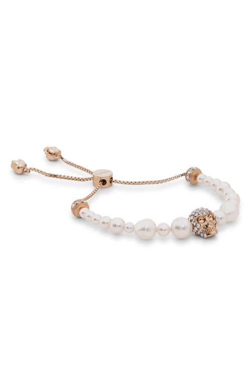 ブレスレット MCQUEEN SKULL FRIENDSHIP BRACELET WITH PEARL Women's Pearly Skull Friendship Bracelet in Black