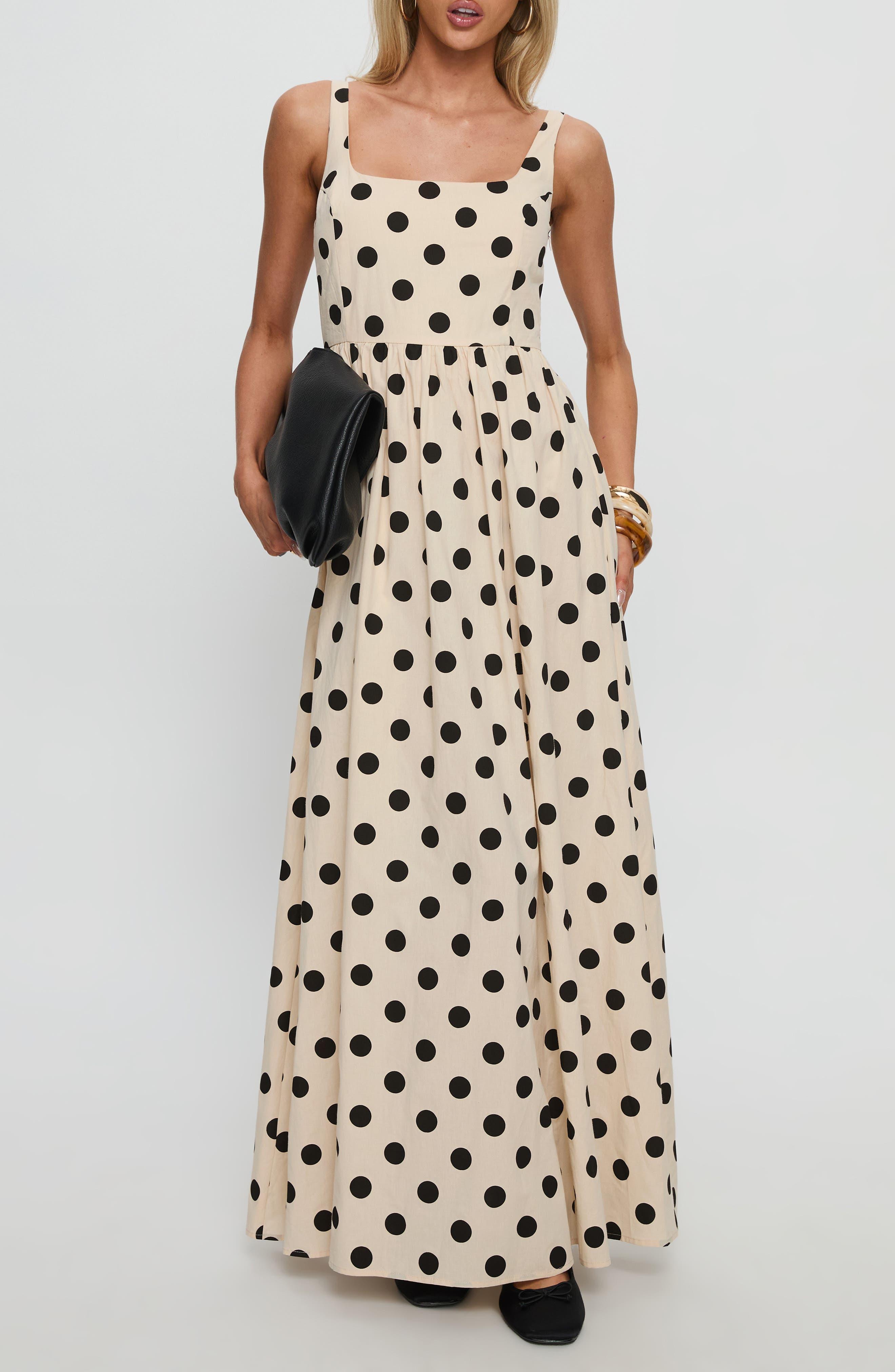 Princess Polly Cartmel Polka Dot Cotton Maxi Dress