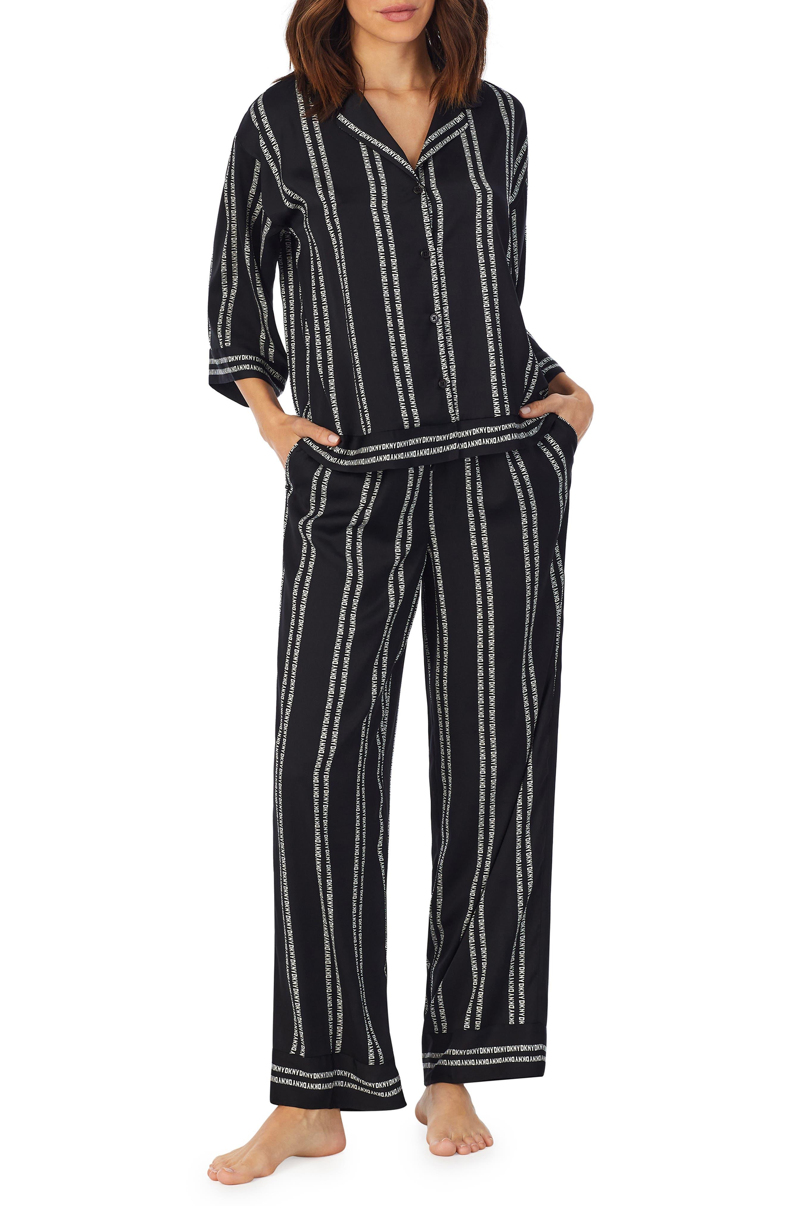 DKNY Logo Print Pajamas in Black | Lyst