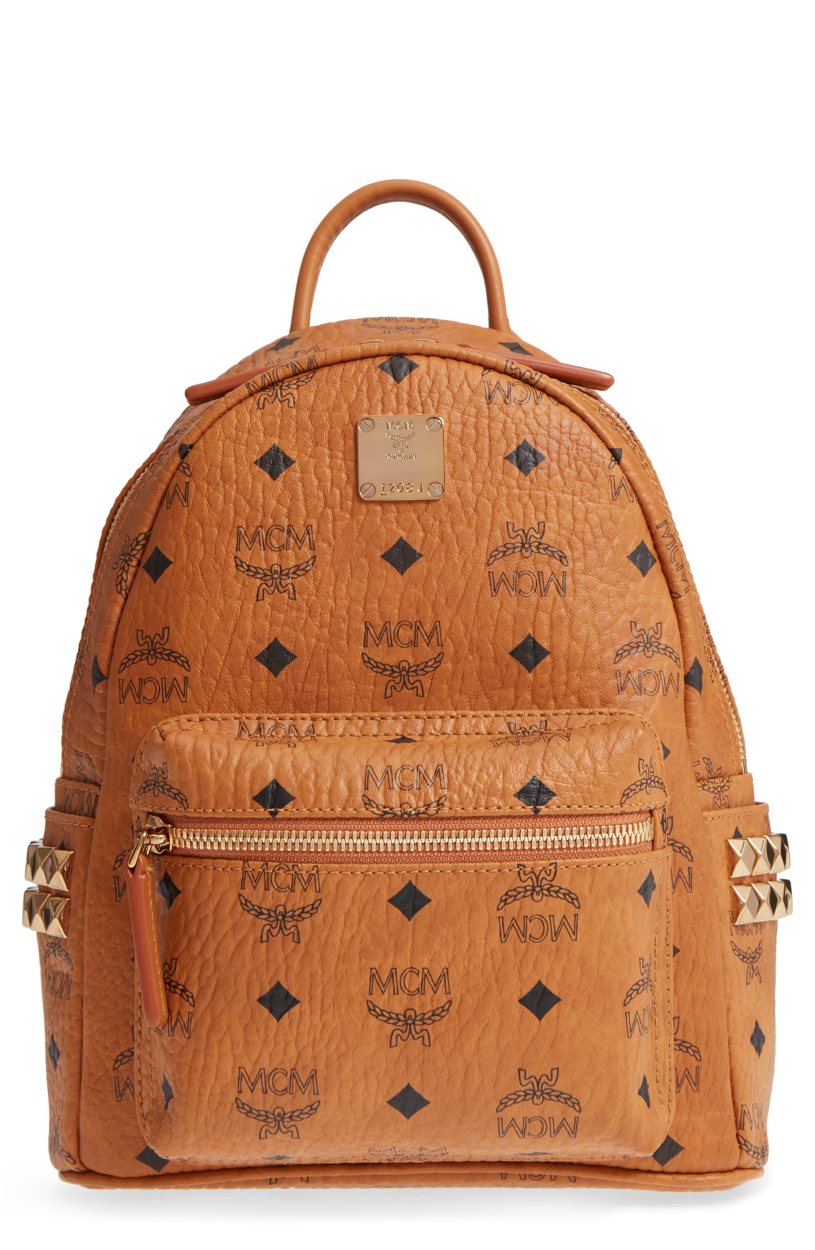 MCM Mini Stark Side Stud Coated Canvas Backpack in Brown Lyst