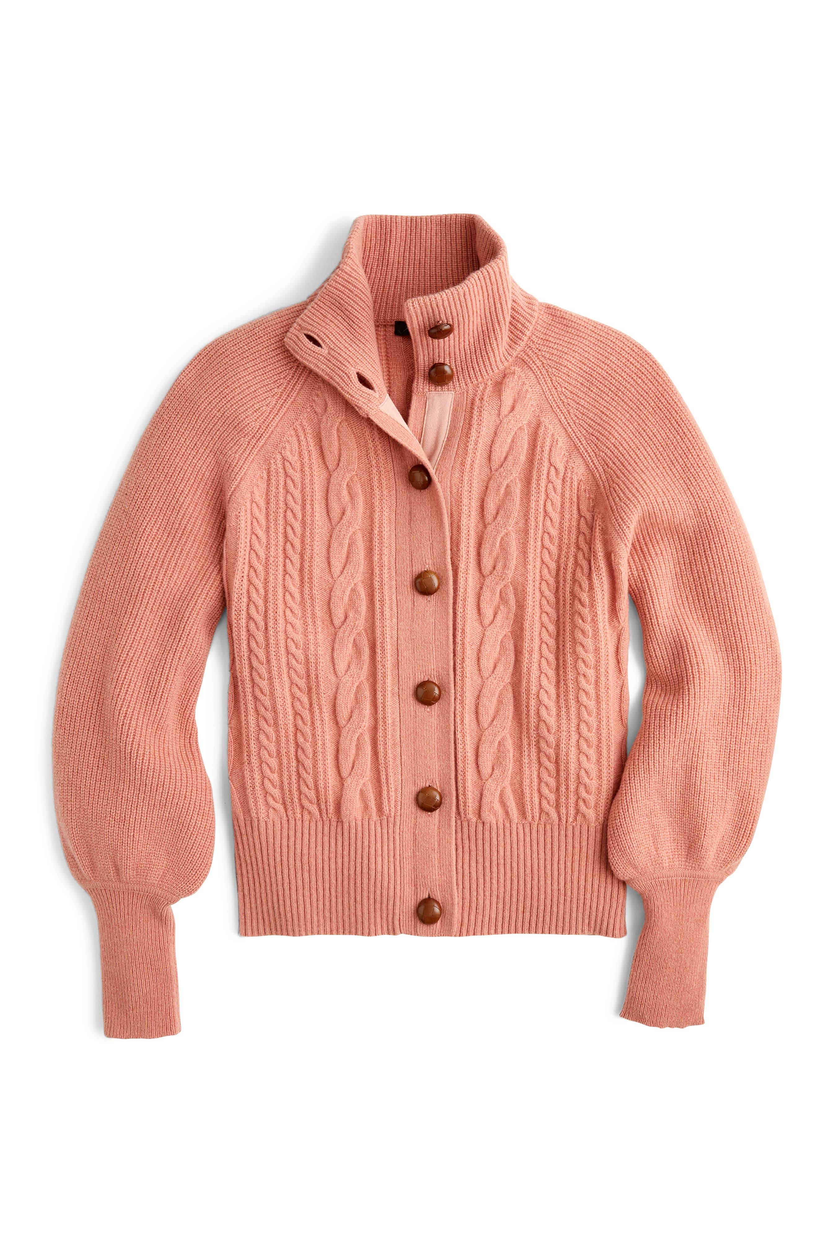 balloon sleeve cable knit sweater