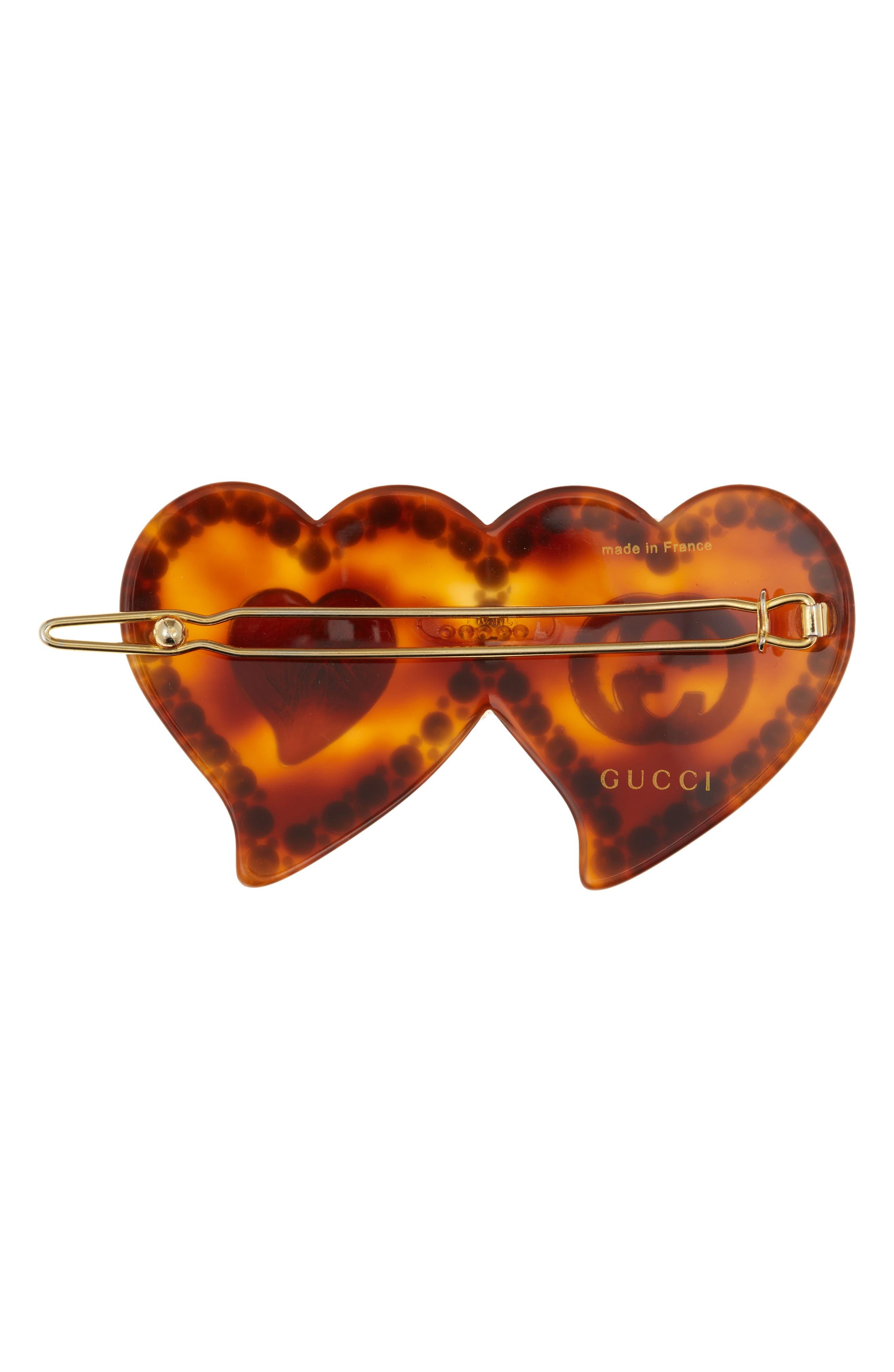 Interlocking G heart hair clip in black resin