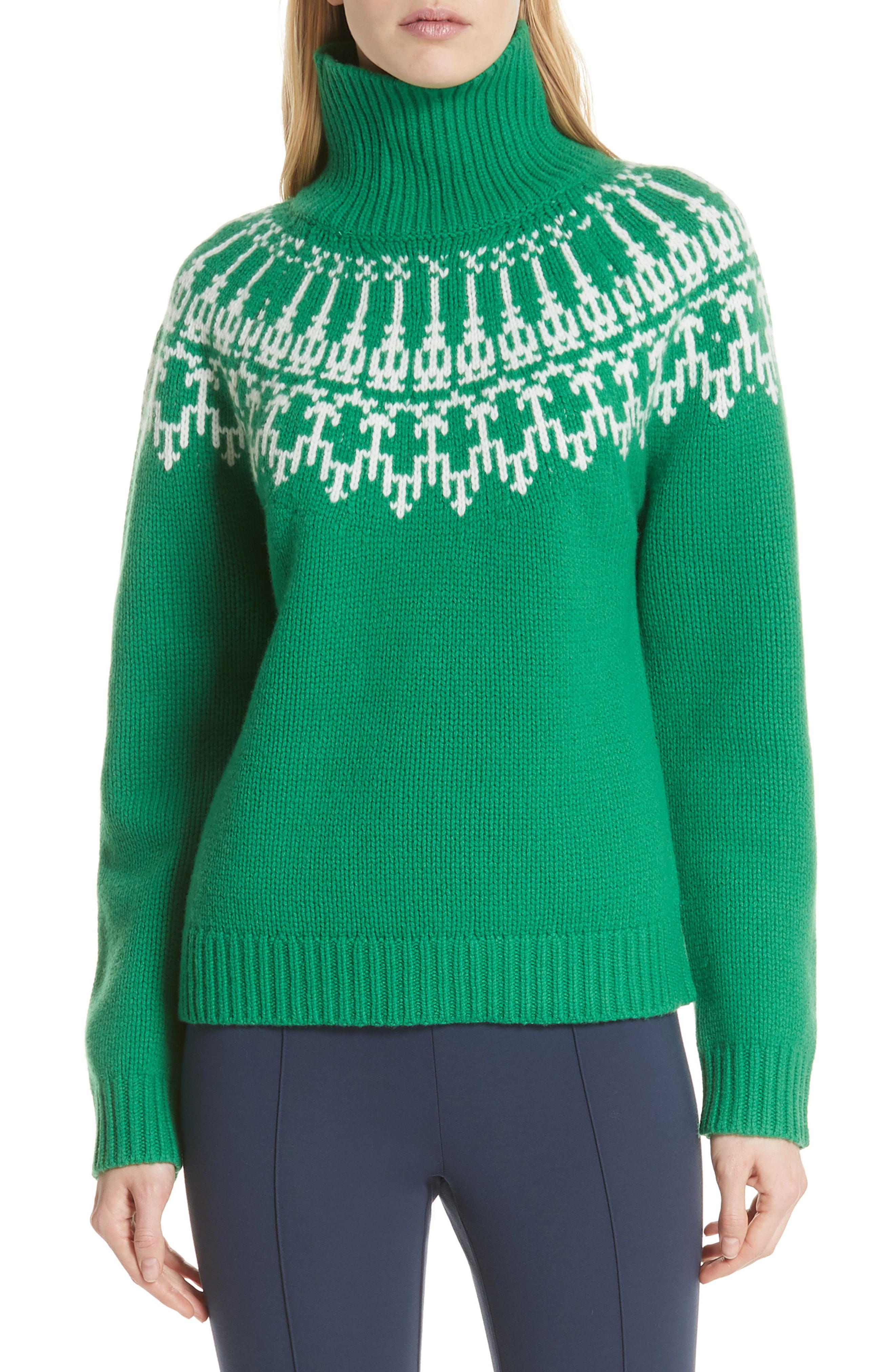 Tory Sport Wool Merino Fair Isle Sweater in Green Lyst