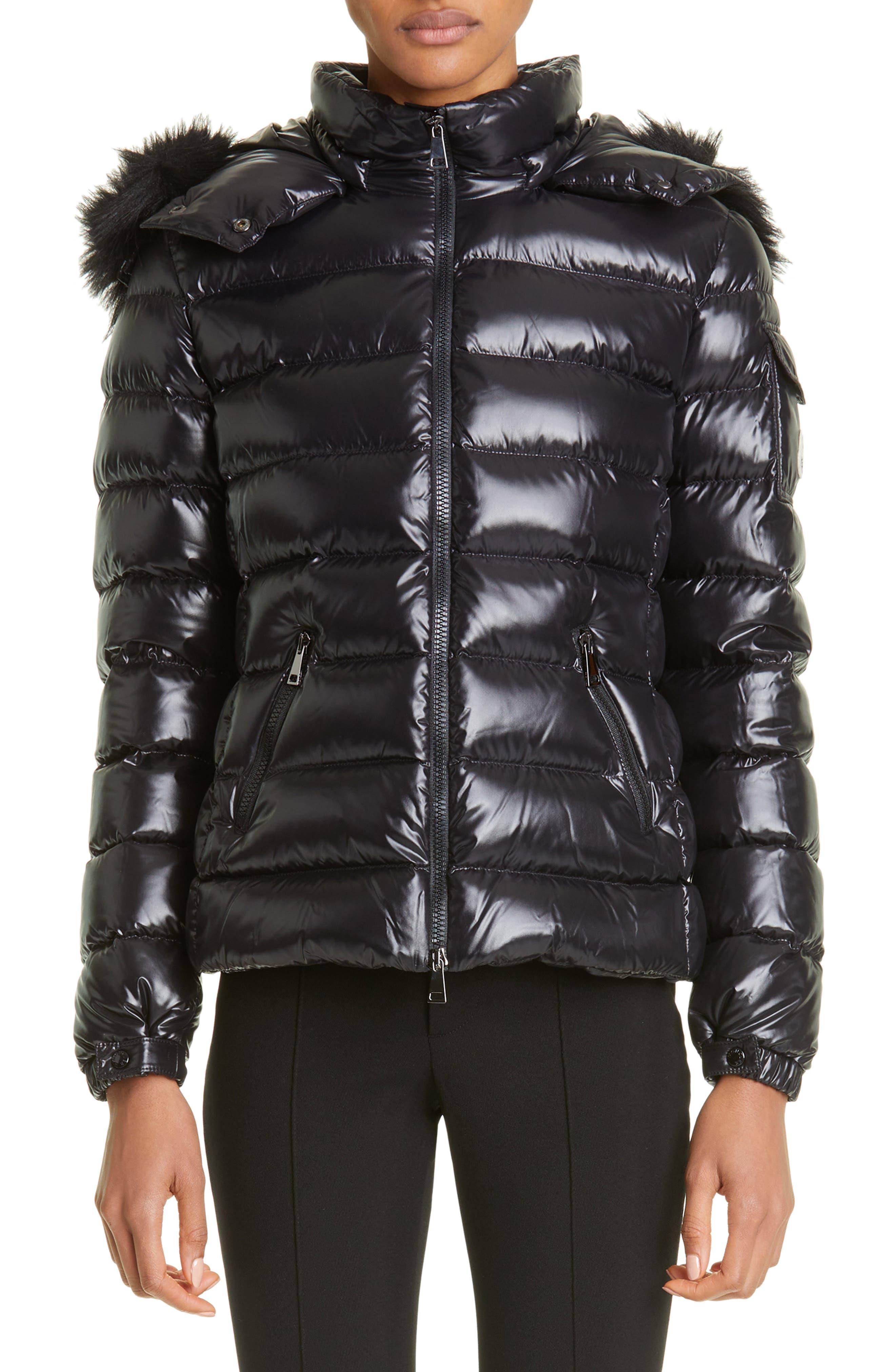 Moncler Badyf Down Jacket With Removable Faux Fur Trim in Black | Lyst