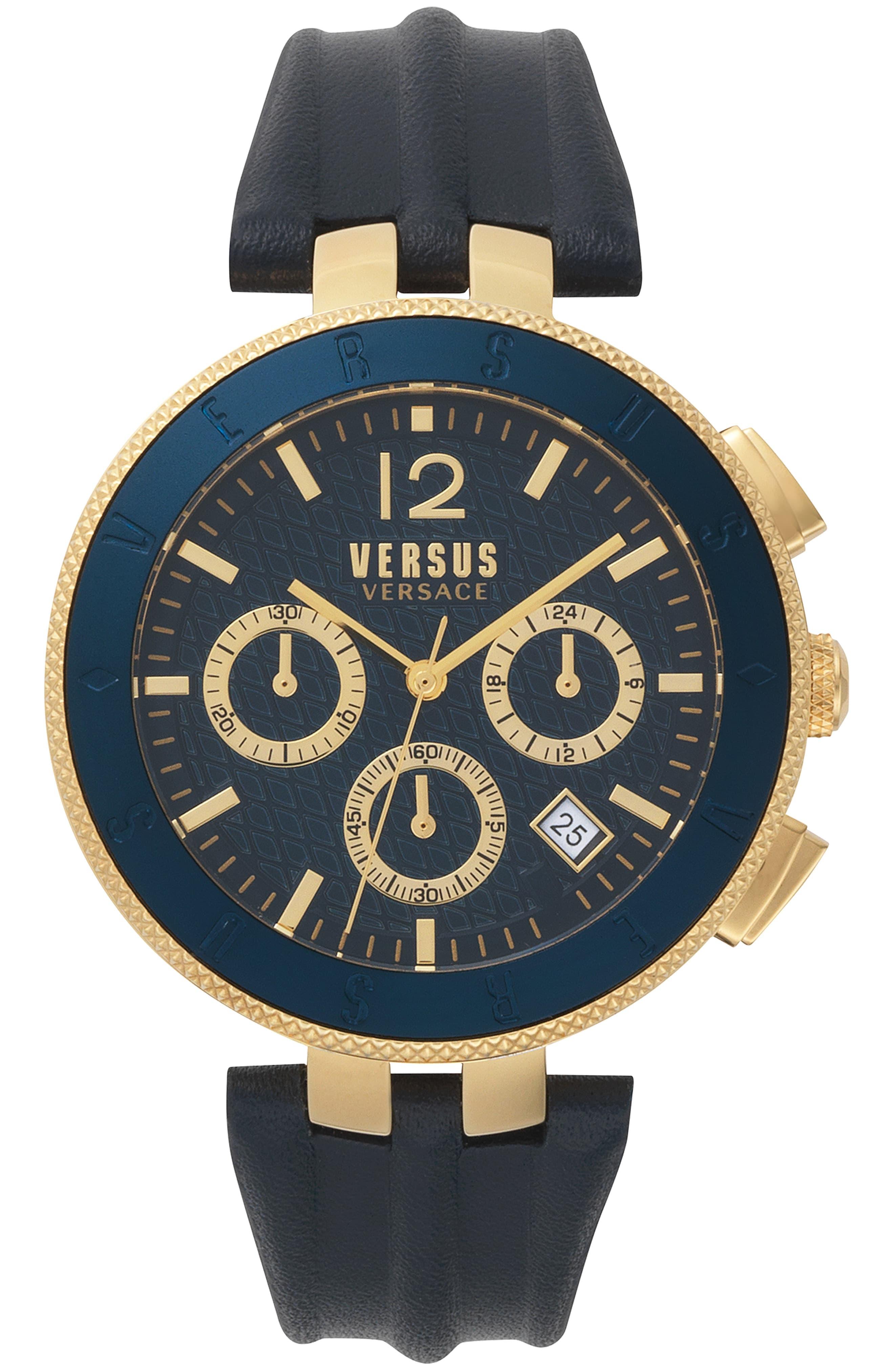 Versus Versace Logo Chronograph Leather Strap Watch For Men Lyst