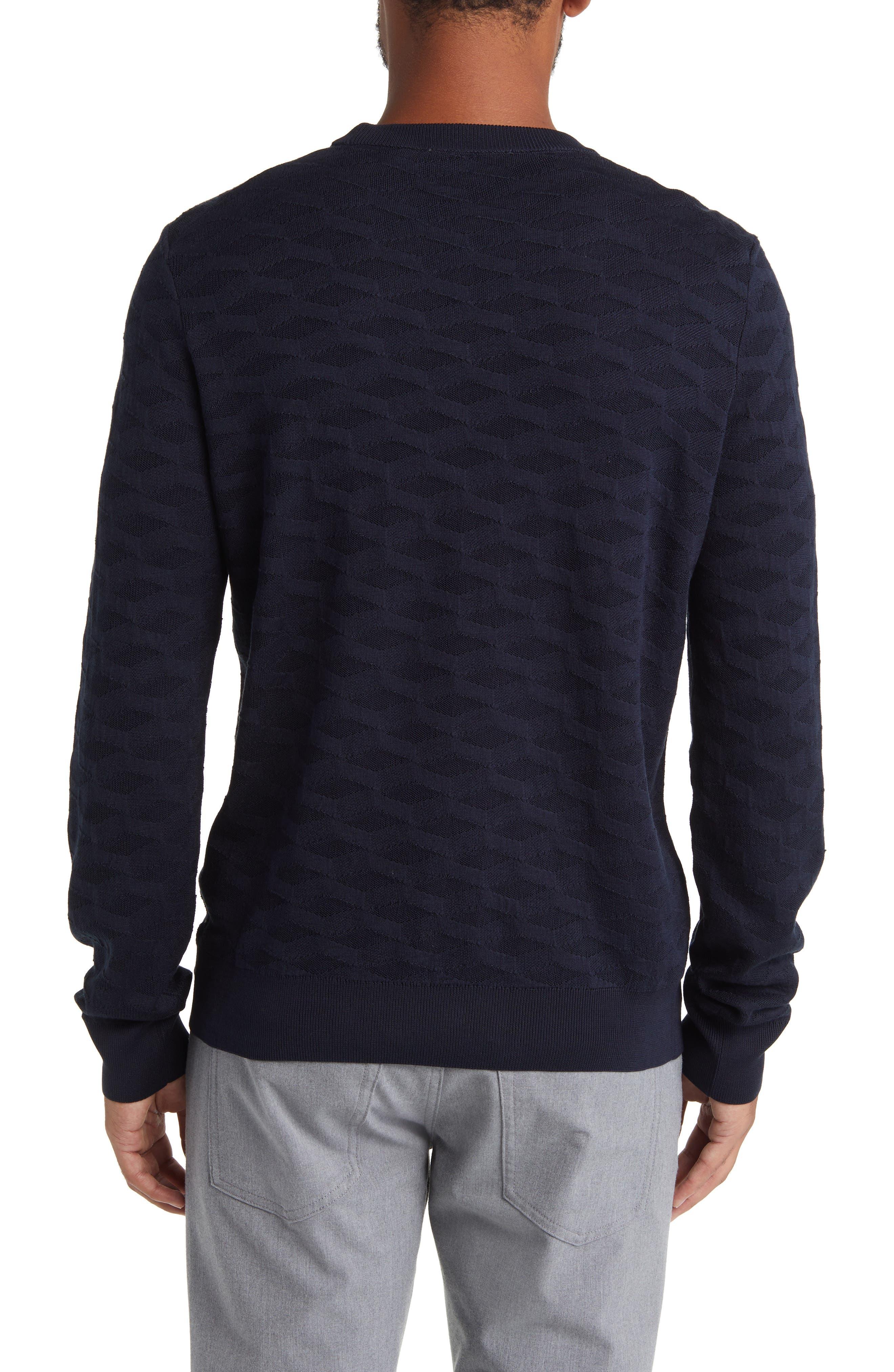 Louis Vuitton Navy Blue Damier Knit Crewneck Sweater M Louis