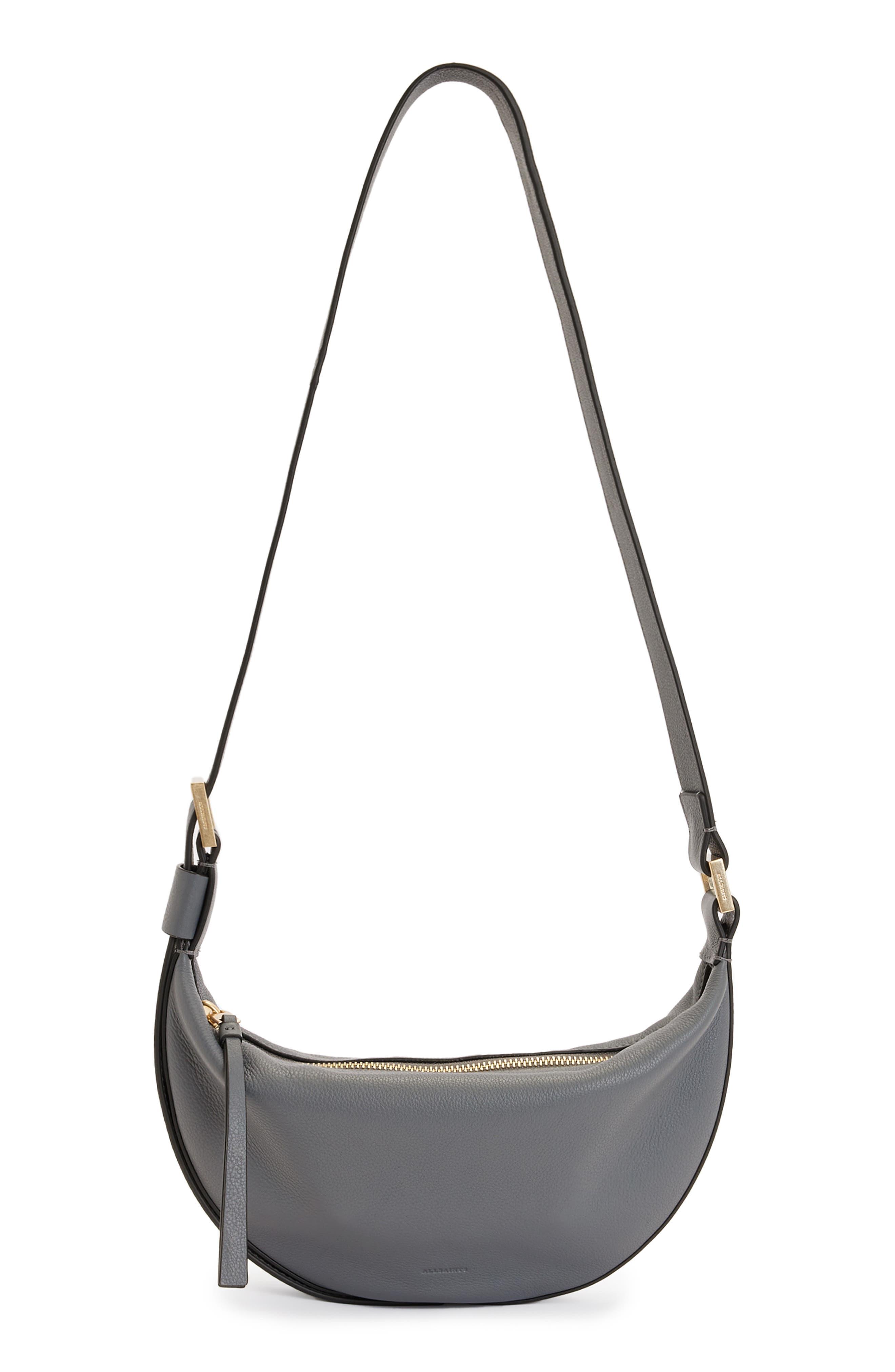 AllSaints Half Moon Leather Crossbody Bag in Black Lyst