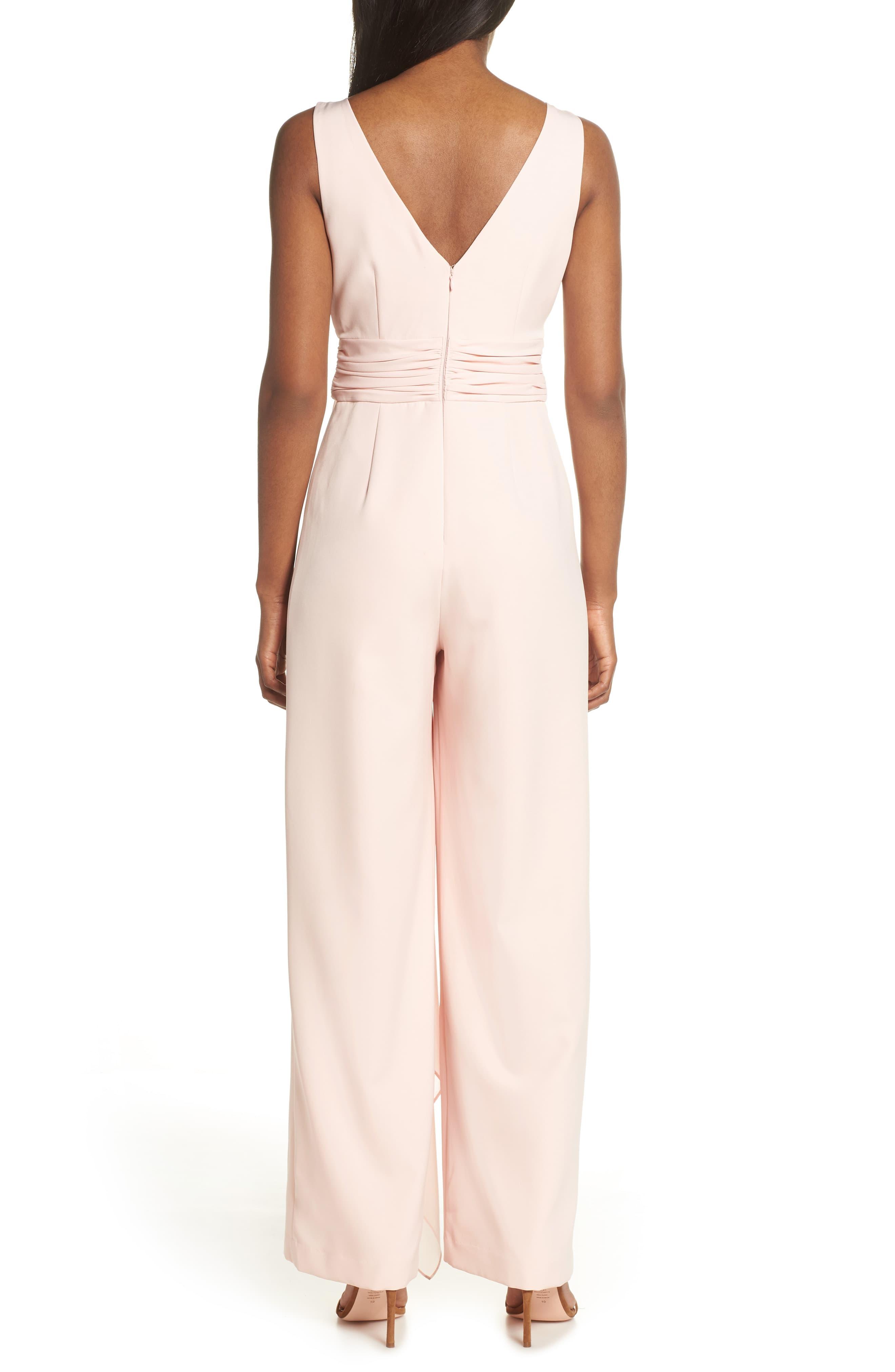 eliza j cascading tie jumpsuit navy