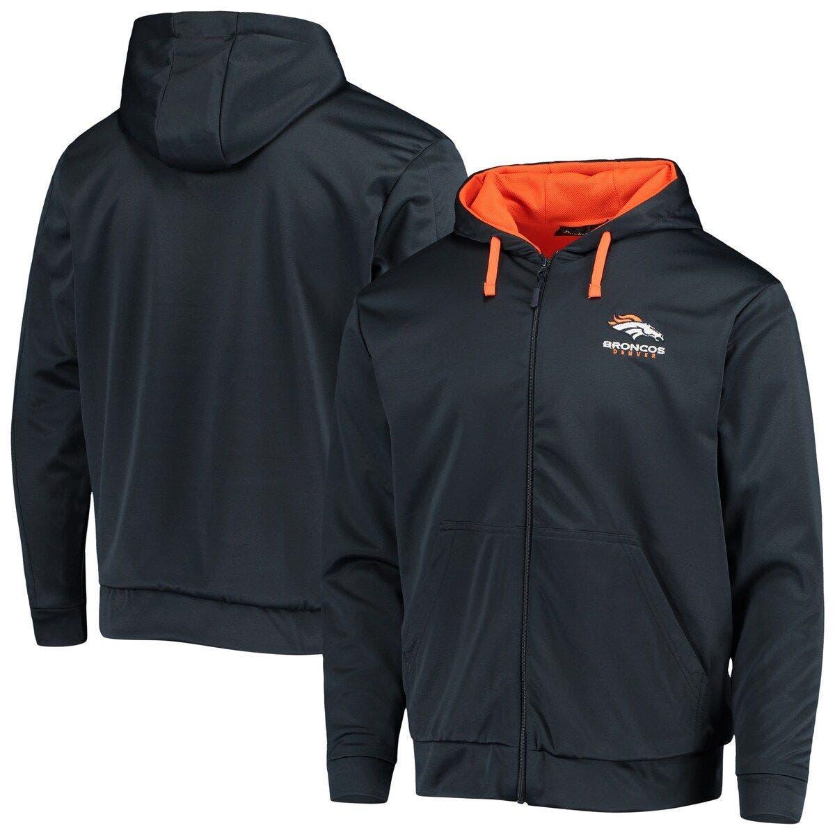Men's Starter Orange/Navy Denver Broncos Playoffs Color Block Full-Zip  Hoodie