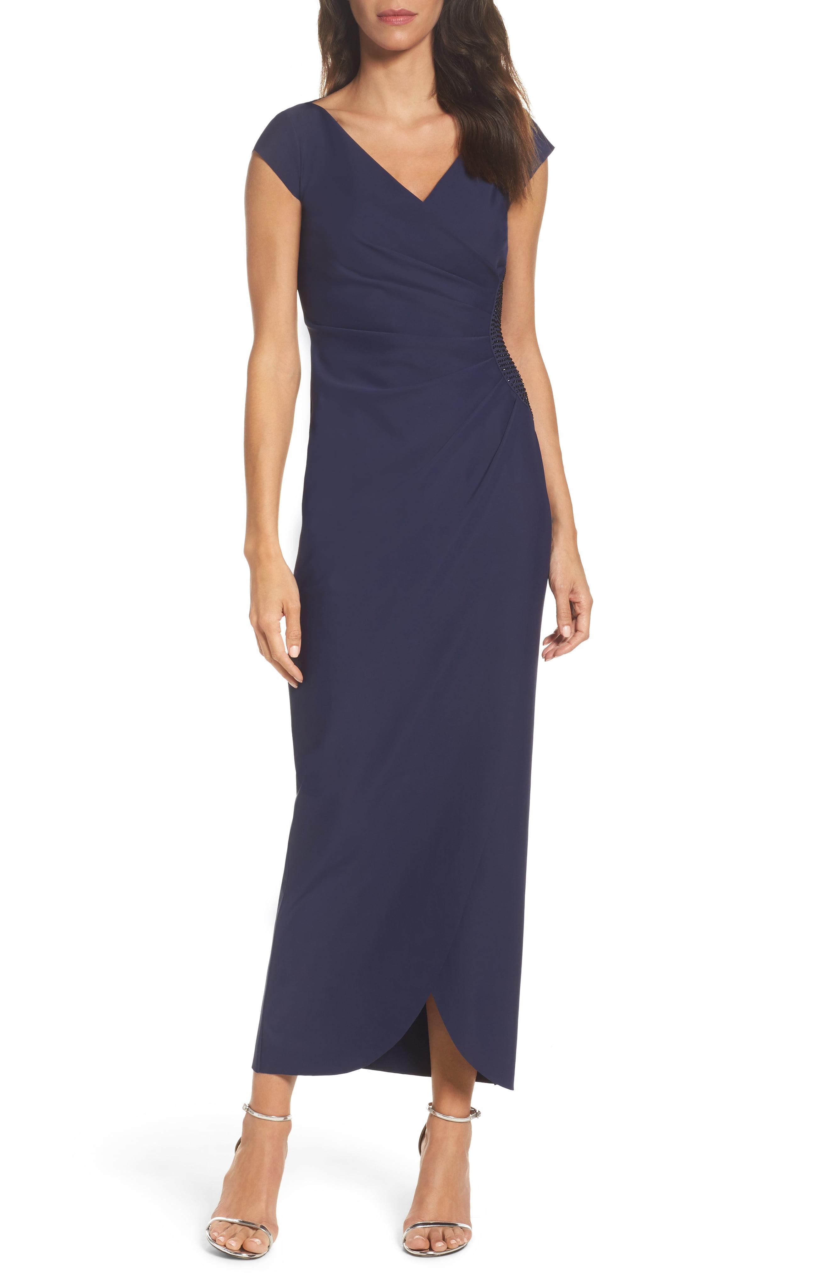 Alex Evenings Embellished Jersey Column Gown in Navy (Blue) - Lyst