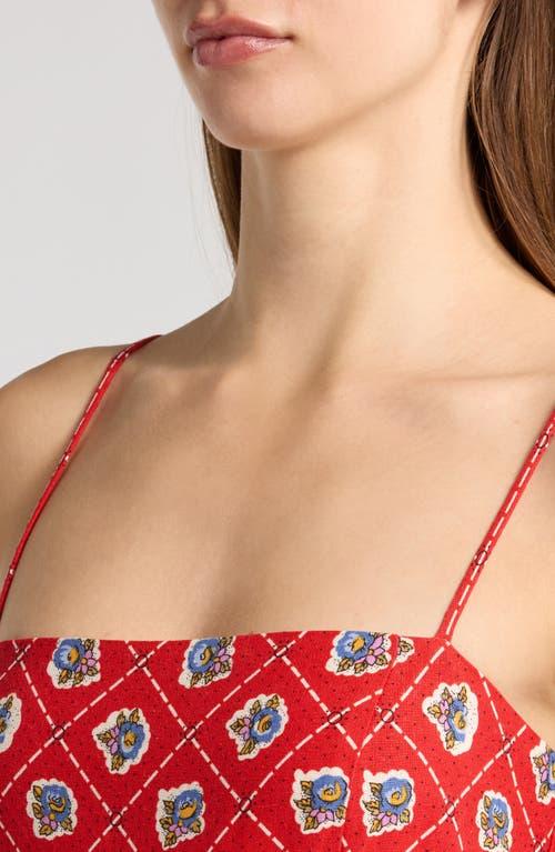 Wayf Josefina Scarf Print Linen Blend Midi Dress in Red | Lyst Wayf Josefina Scarf Print Linen Blend Midi Dress in Red | Lyst